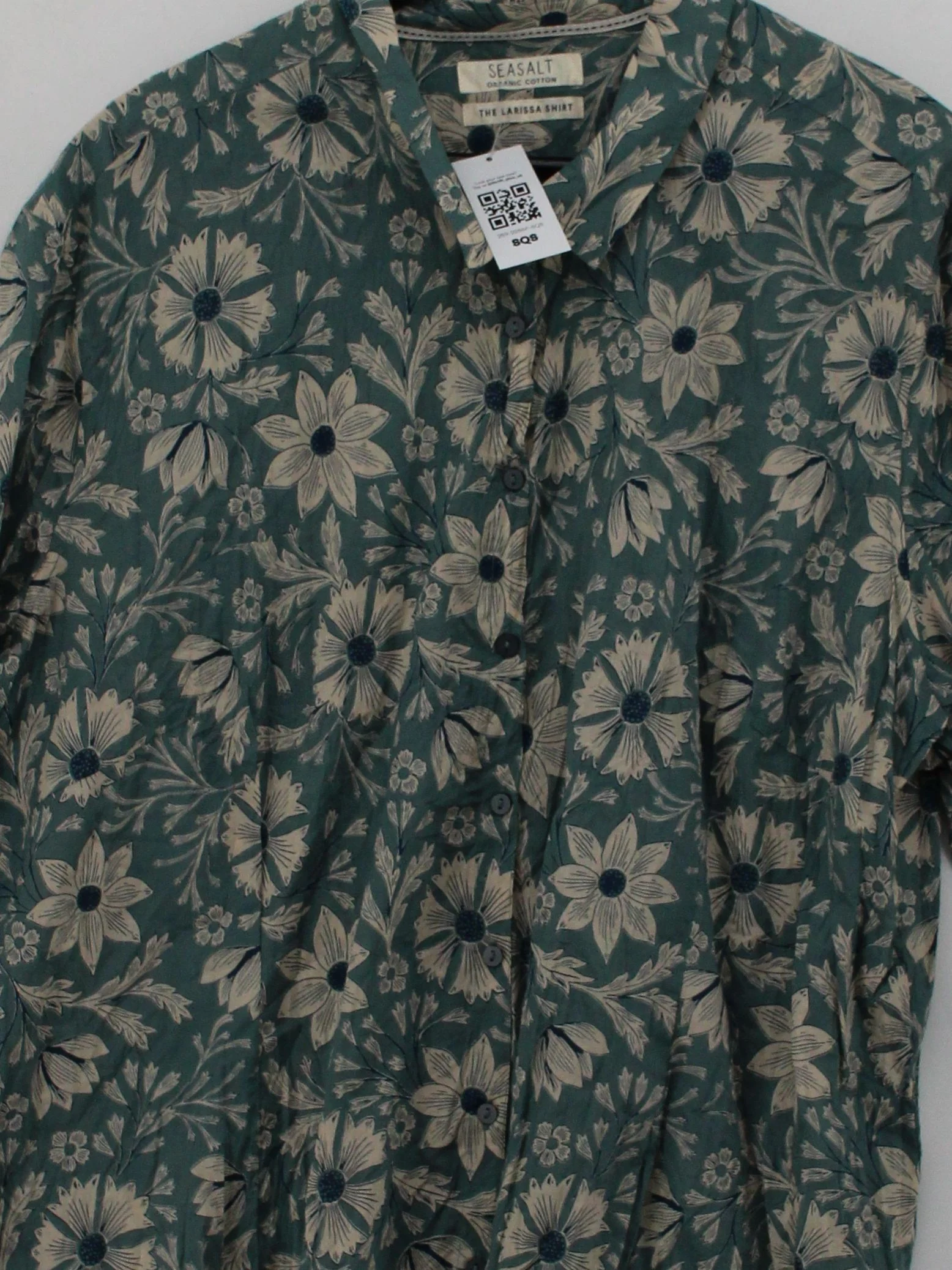 Seasalt Women's Shirt M Multi Floral 100% Cotton 3/4 Sleeve Collared Basic - Image 3