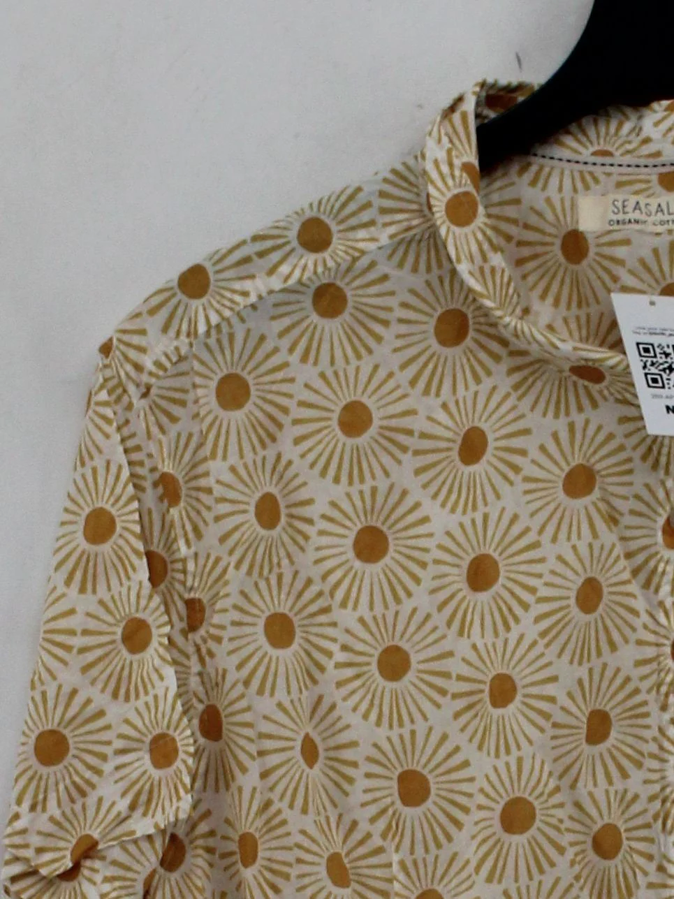 Seasalt Women's Shirt M White Floral 100% Cotton Short Sleeve Collared Basic - Image 4
