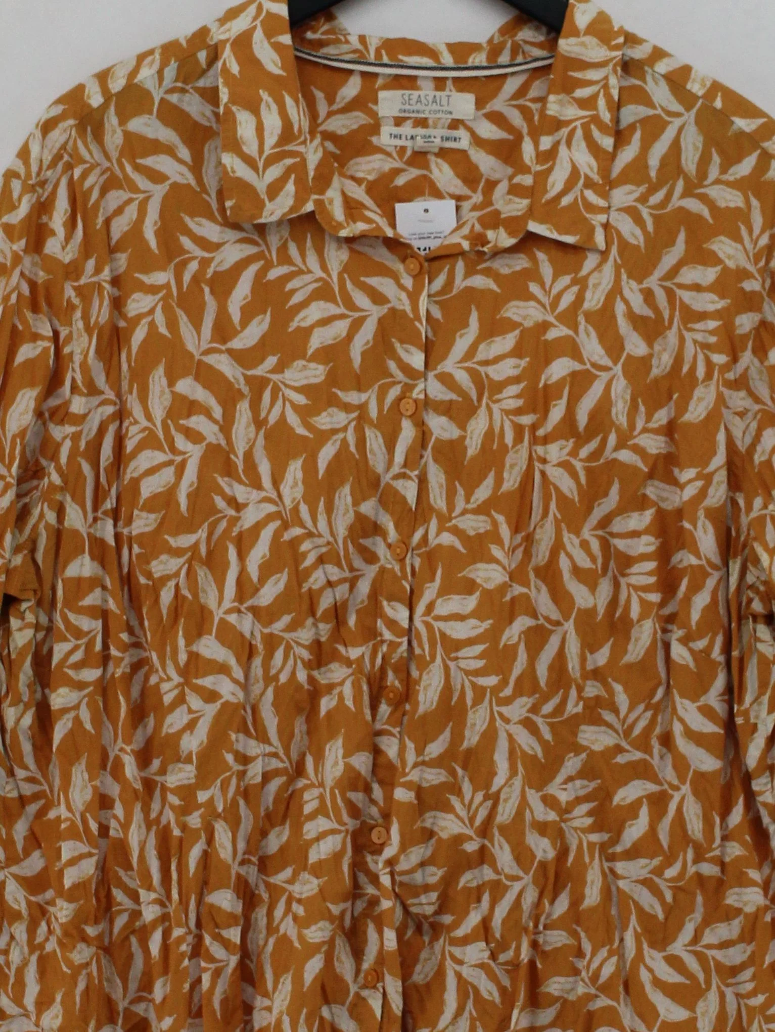 Seasalt Women's Shirt M Yellow Floral 100% Cotton Long Sleeve Collared Basic - Image 3
