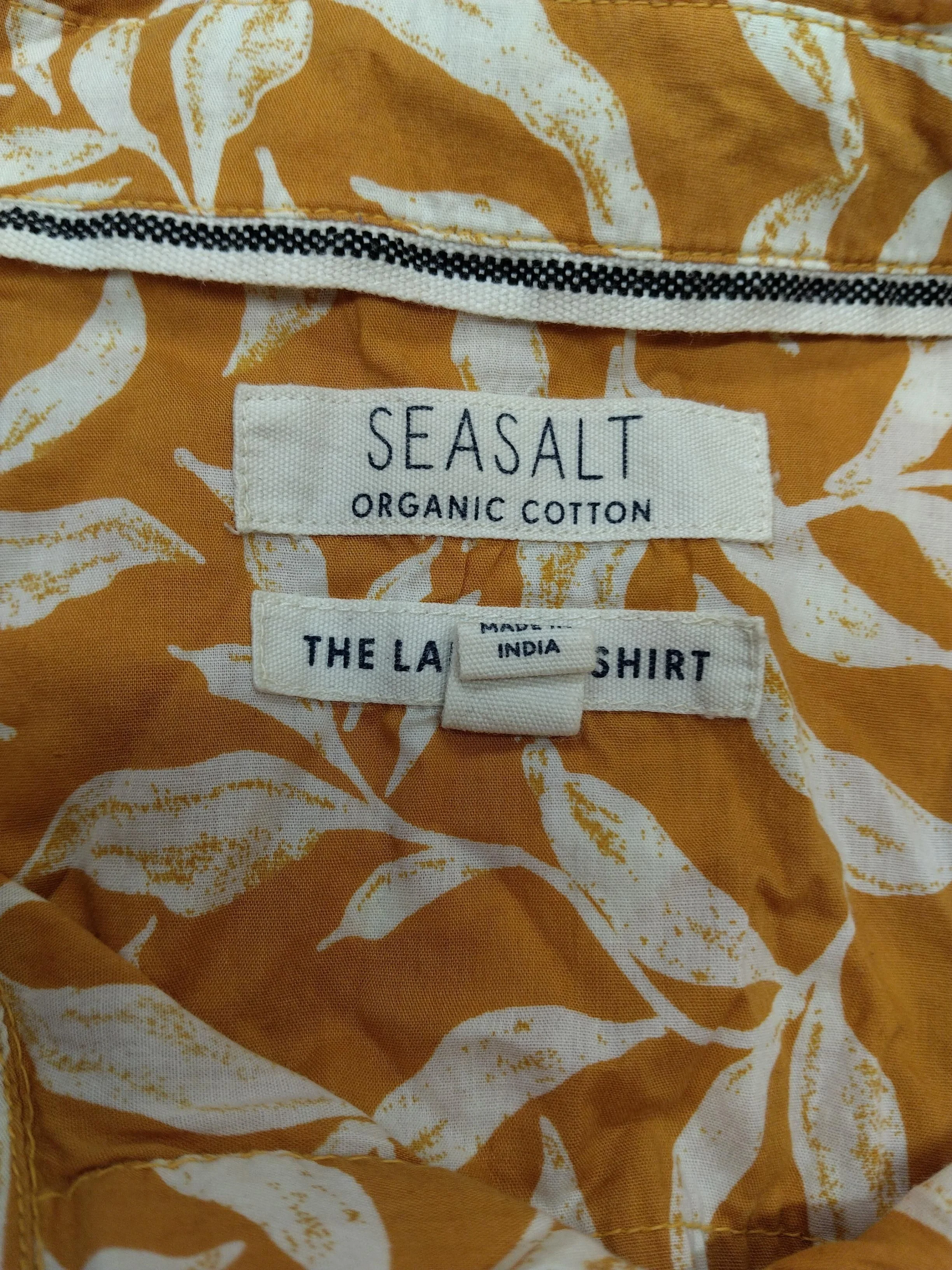 Seasalt Women's Shirt M Yellow Floral 100% Cotton Long Sleeve Collared Basic - Image 5