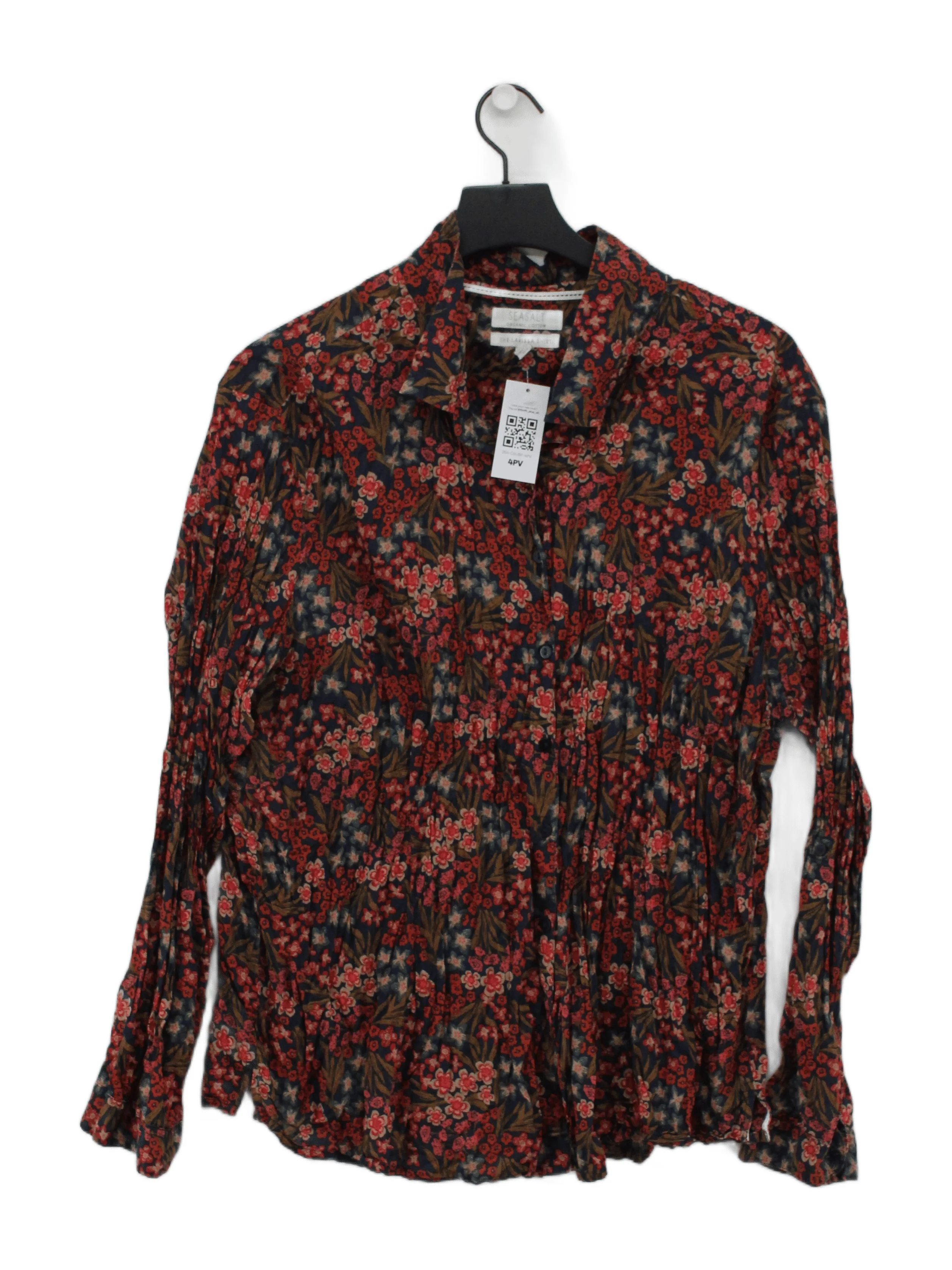 Seasalt Women's Shirt S Multi Floral 100% Cotton Long Sleeve Collared Basic