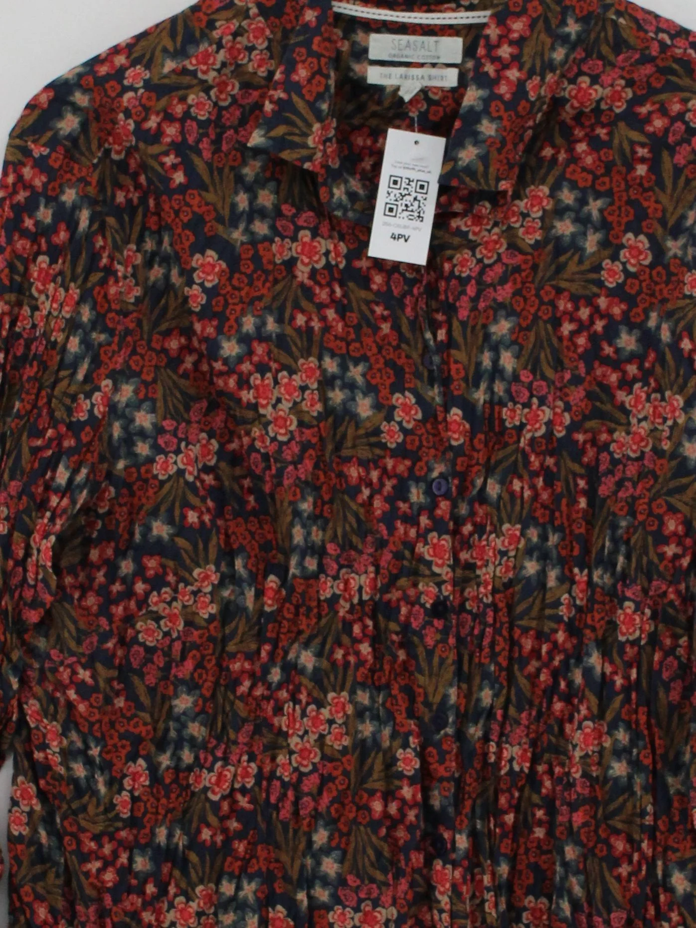 Seasalt Women's Shirt S Multi Floral 100% Cotton Long Sleeve Collared Basic - Image 3