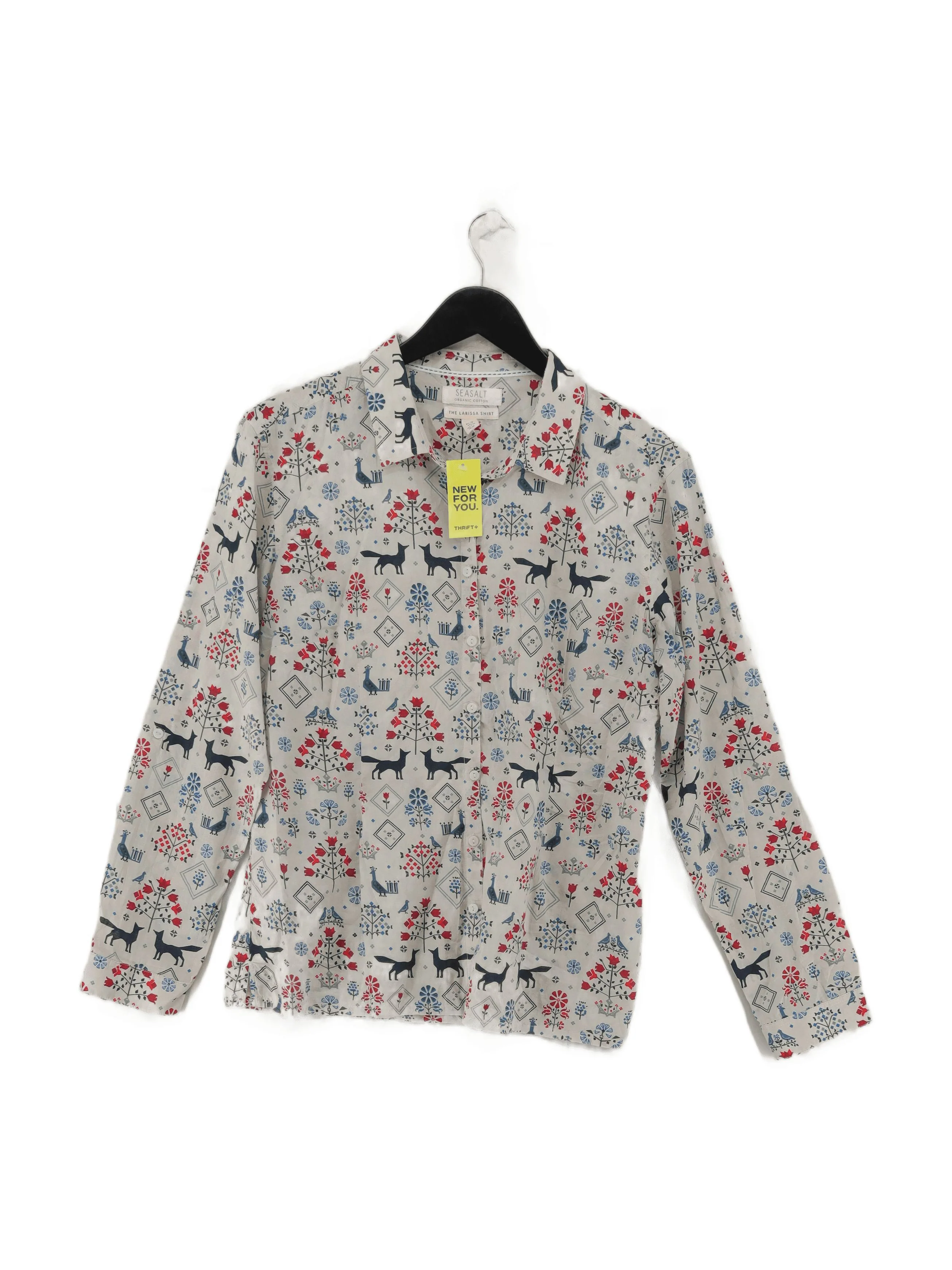 Seasalt Women's Shirt UK 12 Multi 100% Cotton Long Sleeve Collared Basic
