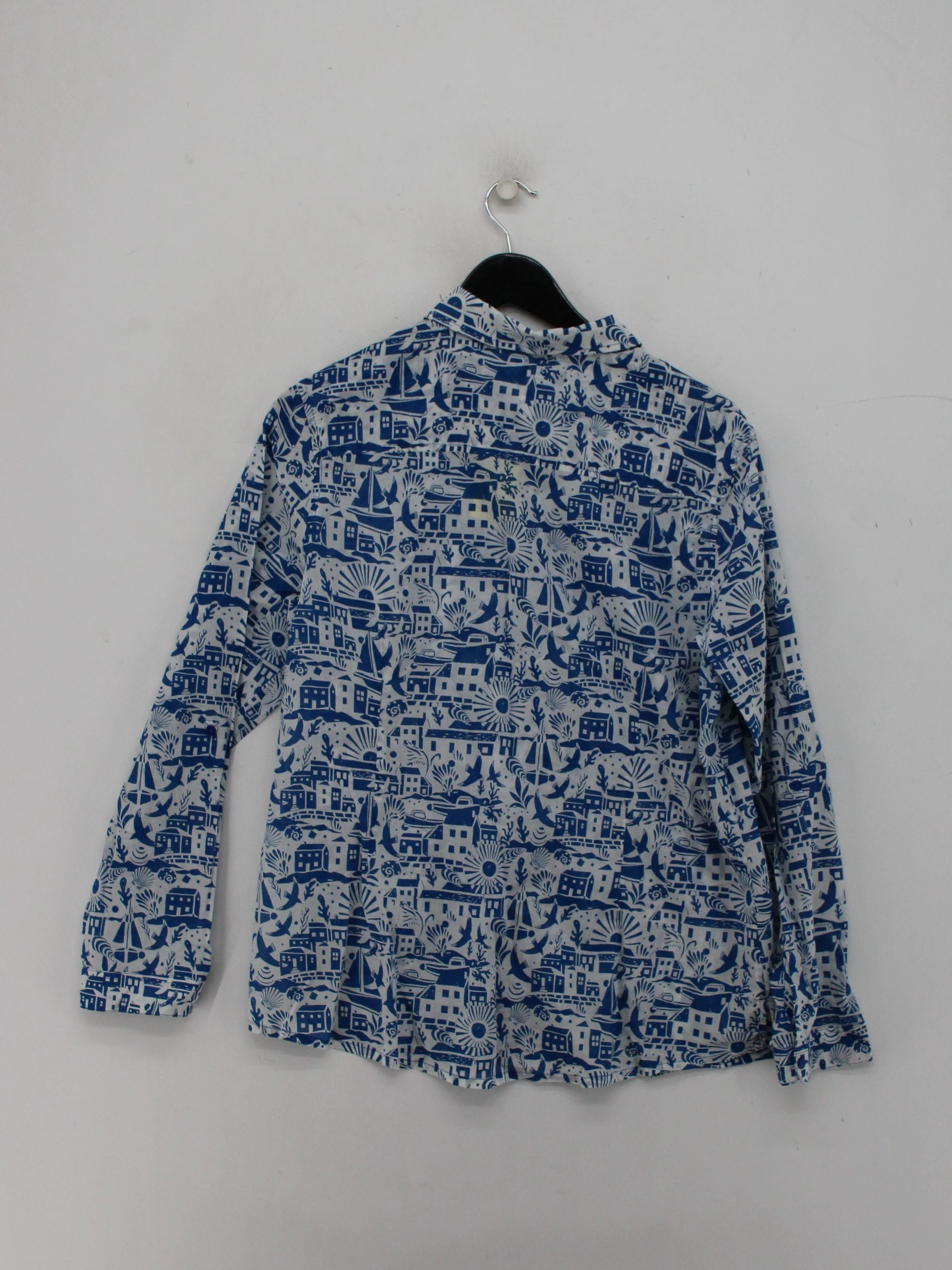 Seasalt Women's Shirt UK 18 Blue Graphic 100% Cotton Long Sleeve Collared Basic - Image 2