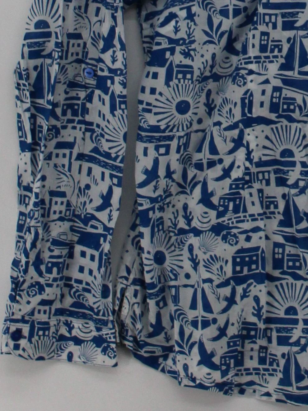 Seasalt Women's Shirt UK 18 Blue Graphic 100% Cotton Long Sleeve Collared Basic - Image 4