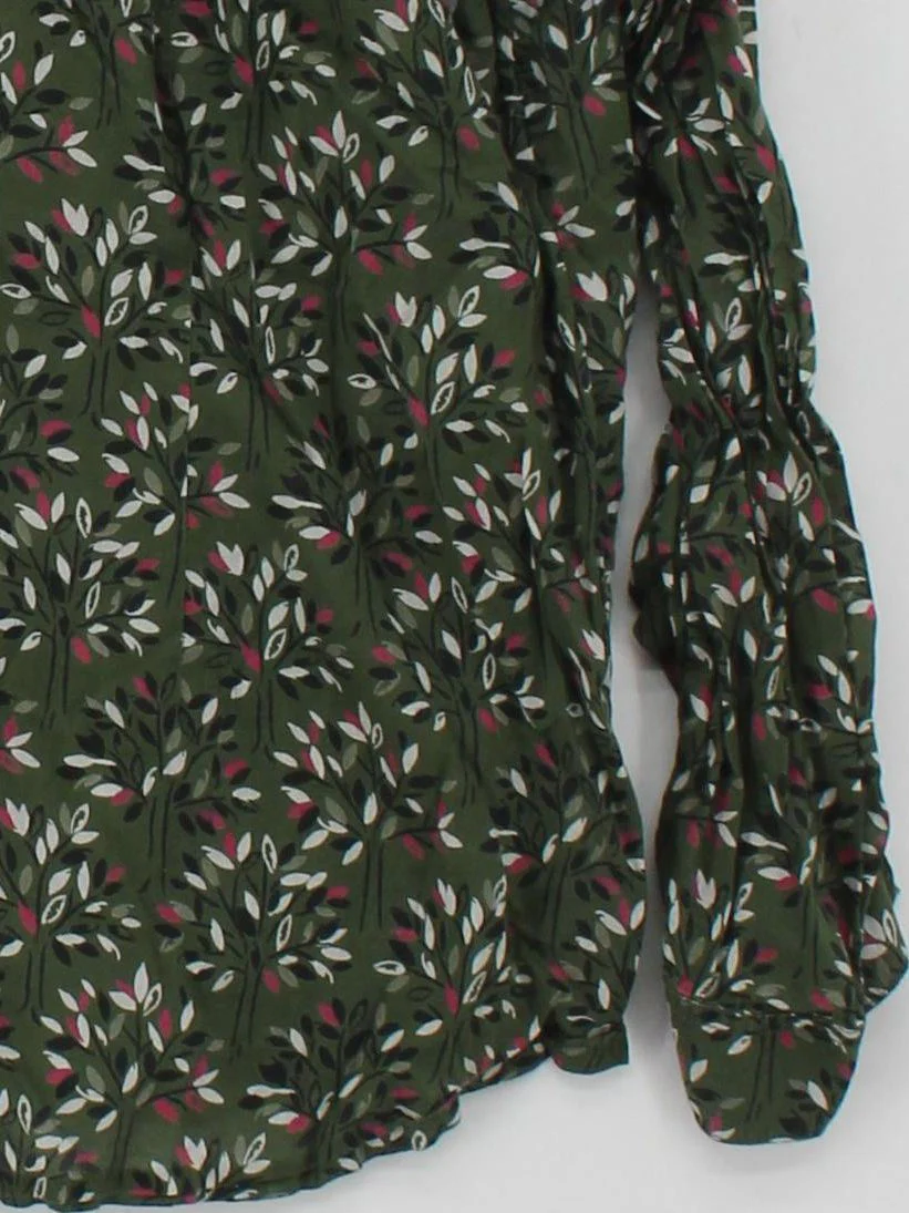 Seasalt Women's Shirt UK 20 Green Floral 100% Cotton Long Sleeve Collared Basic - Image 4