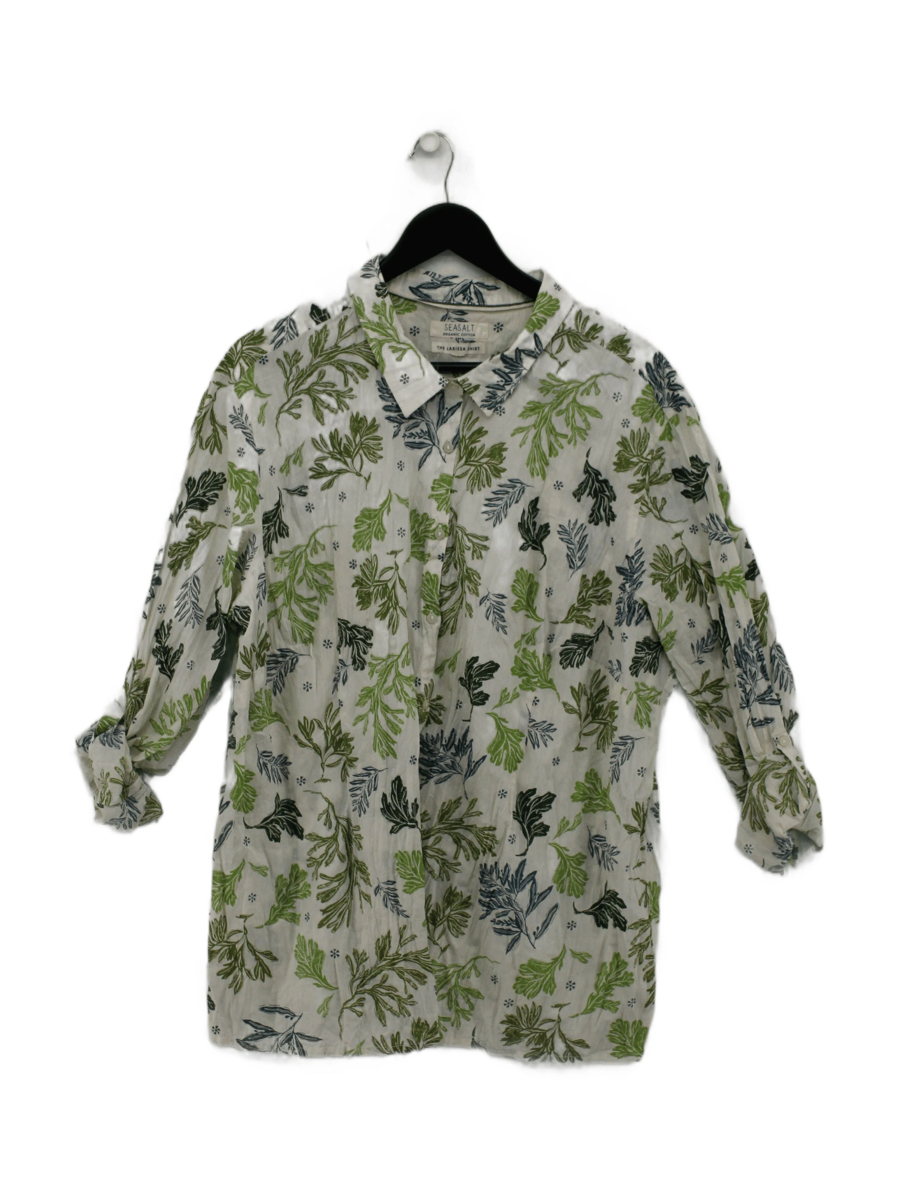 Seasalt Women's Shirt UK 20 Multi Floral 100% Cotton Long Sleeve Collared Basic