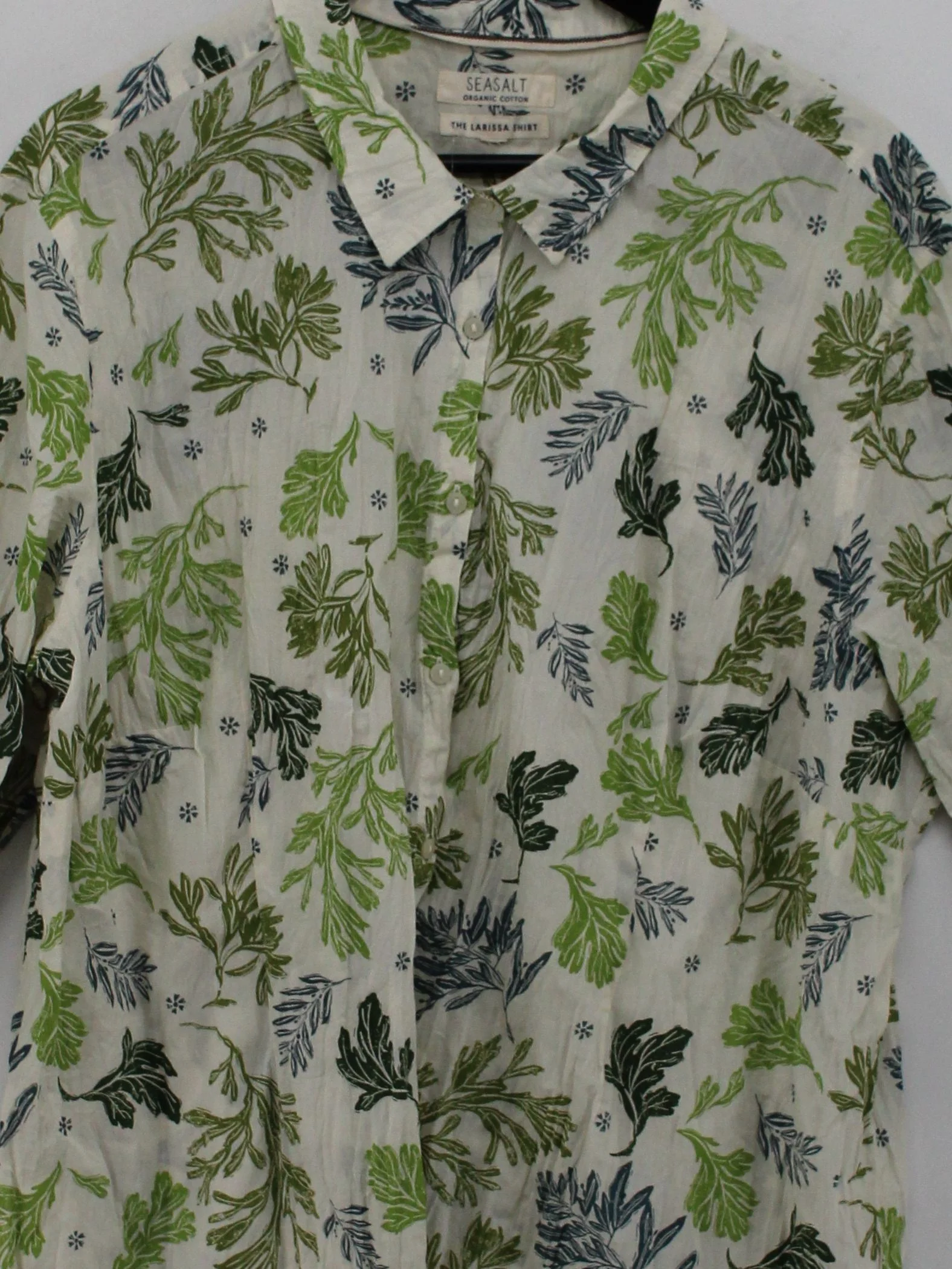 Seasalt Women's Shirt UK 20 Multi Floral 100% Cotton Long Sleeve Collared Basic - Image 3