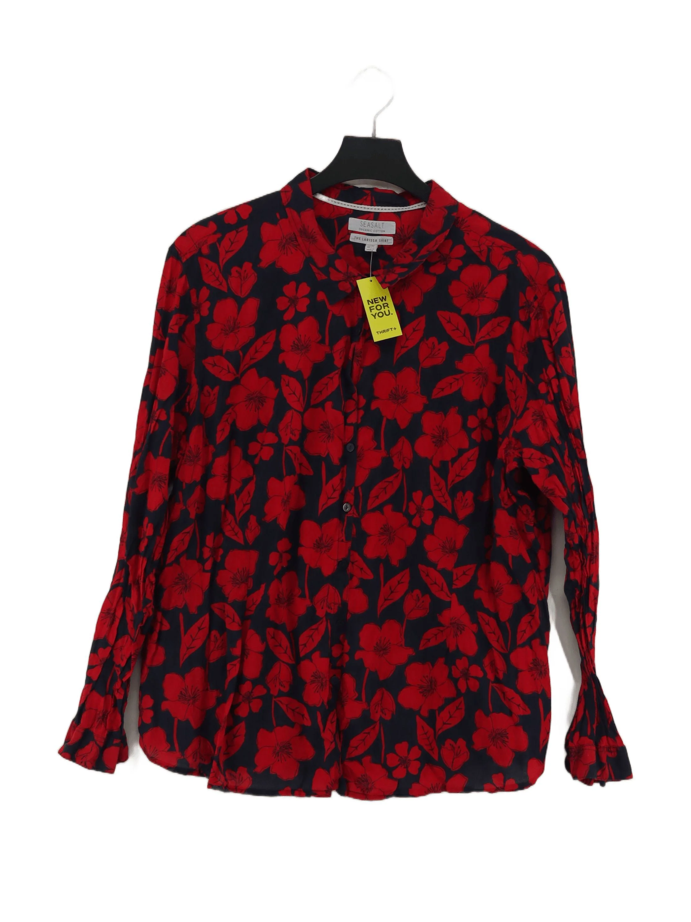 Seasalt Women's Shirt UK 24 Multi Floral 100% Cotton Long Sleeve Collared Basic