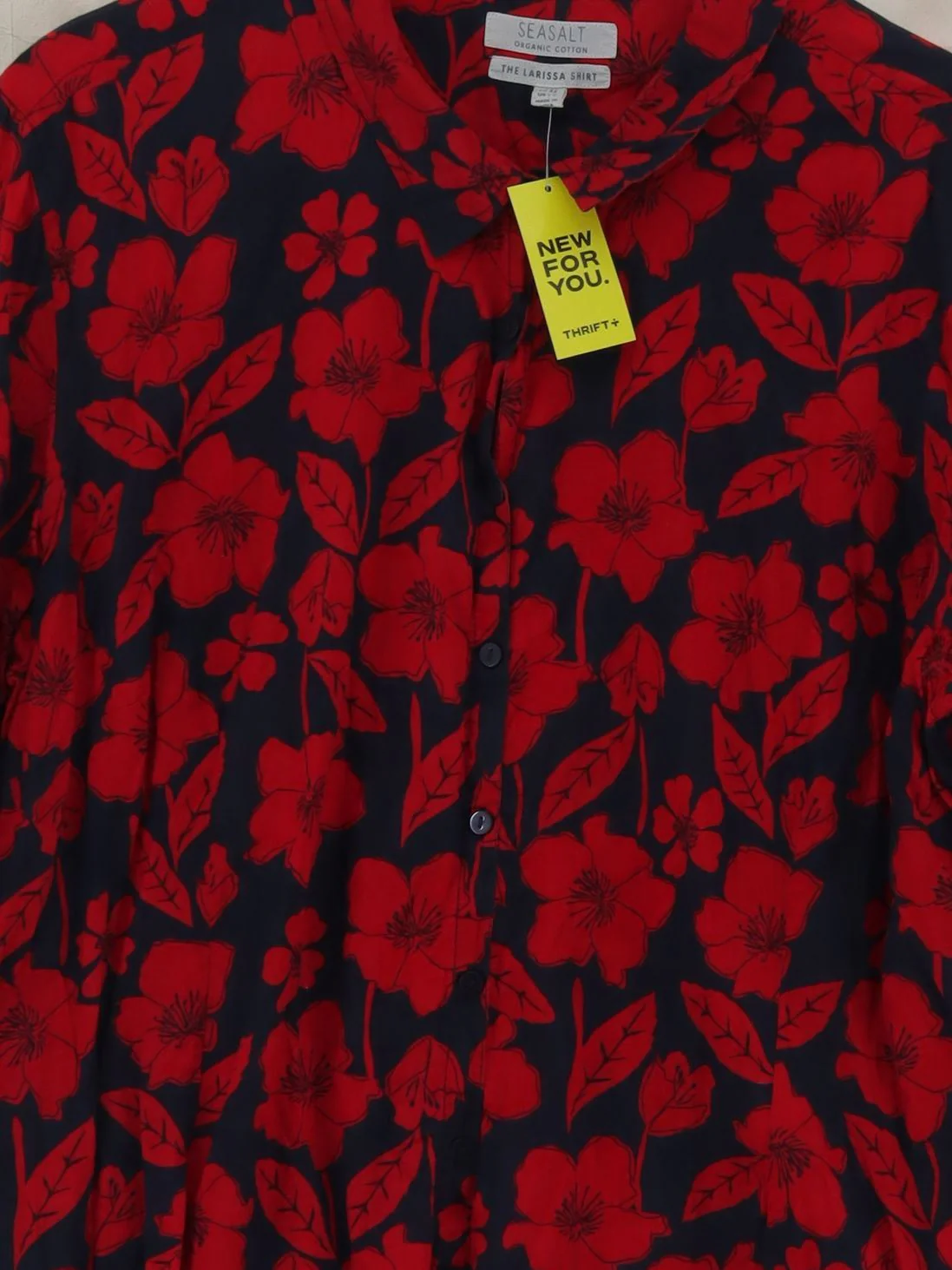 Seasalt Women's Shirt UK 24 Multi Floral 100% Cotton Long Sleeve Collared Basic - Image 3