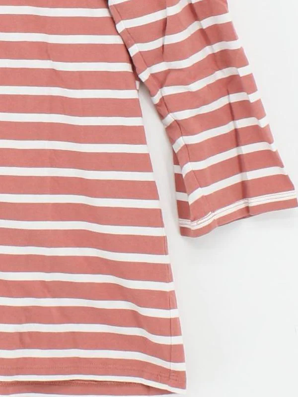 Seasalt Women's T-Shirt M Pink Striped 100% Cotton Short Sleeve Round Neck Basic - Image 4