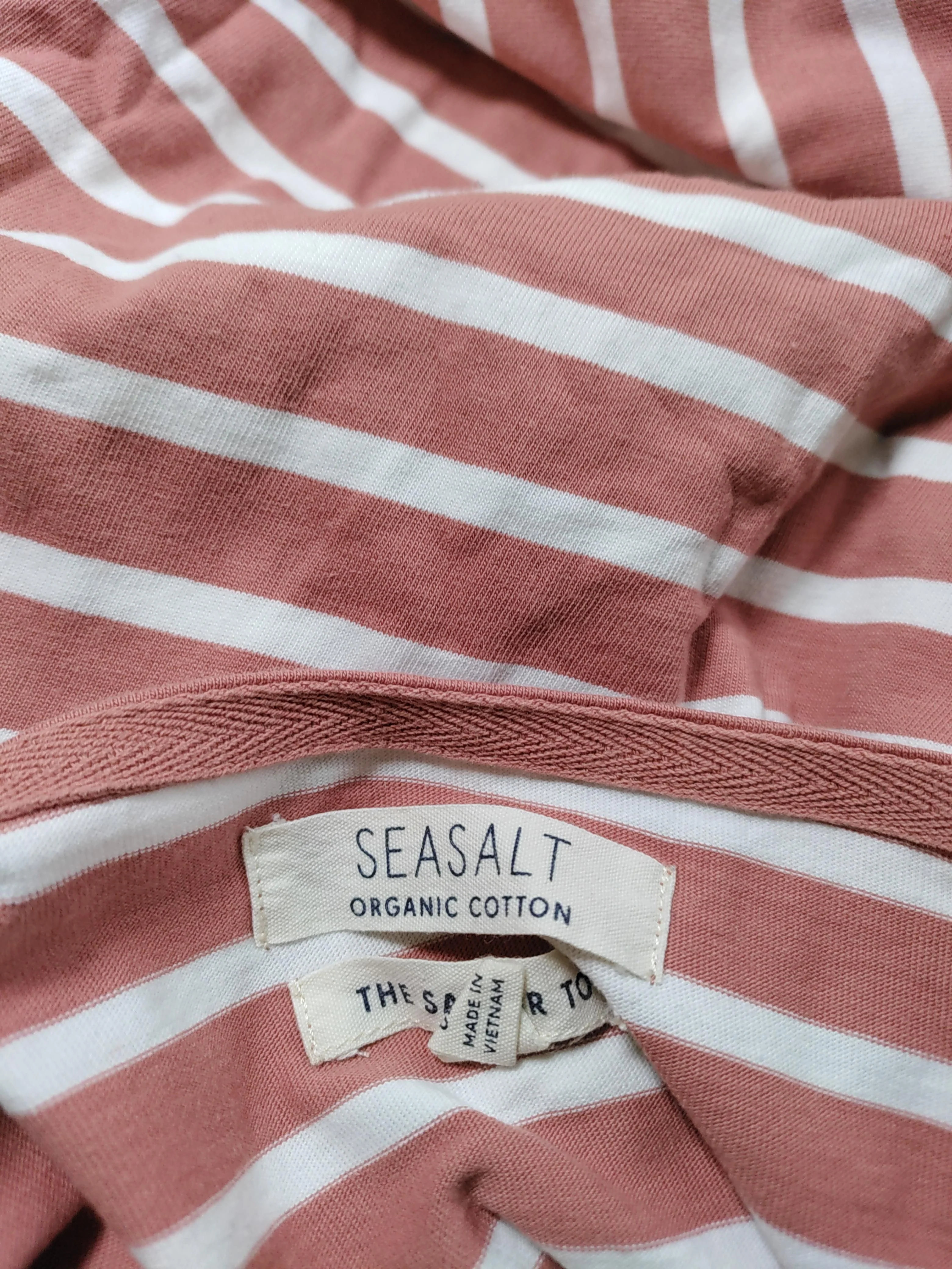 Seasalt Women's T-Shirt M Pink Striped 100% Cotton Short Sleeve Round Neck Basic - Image 5
