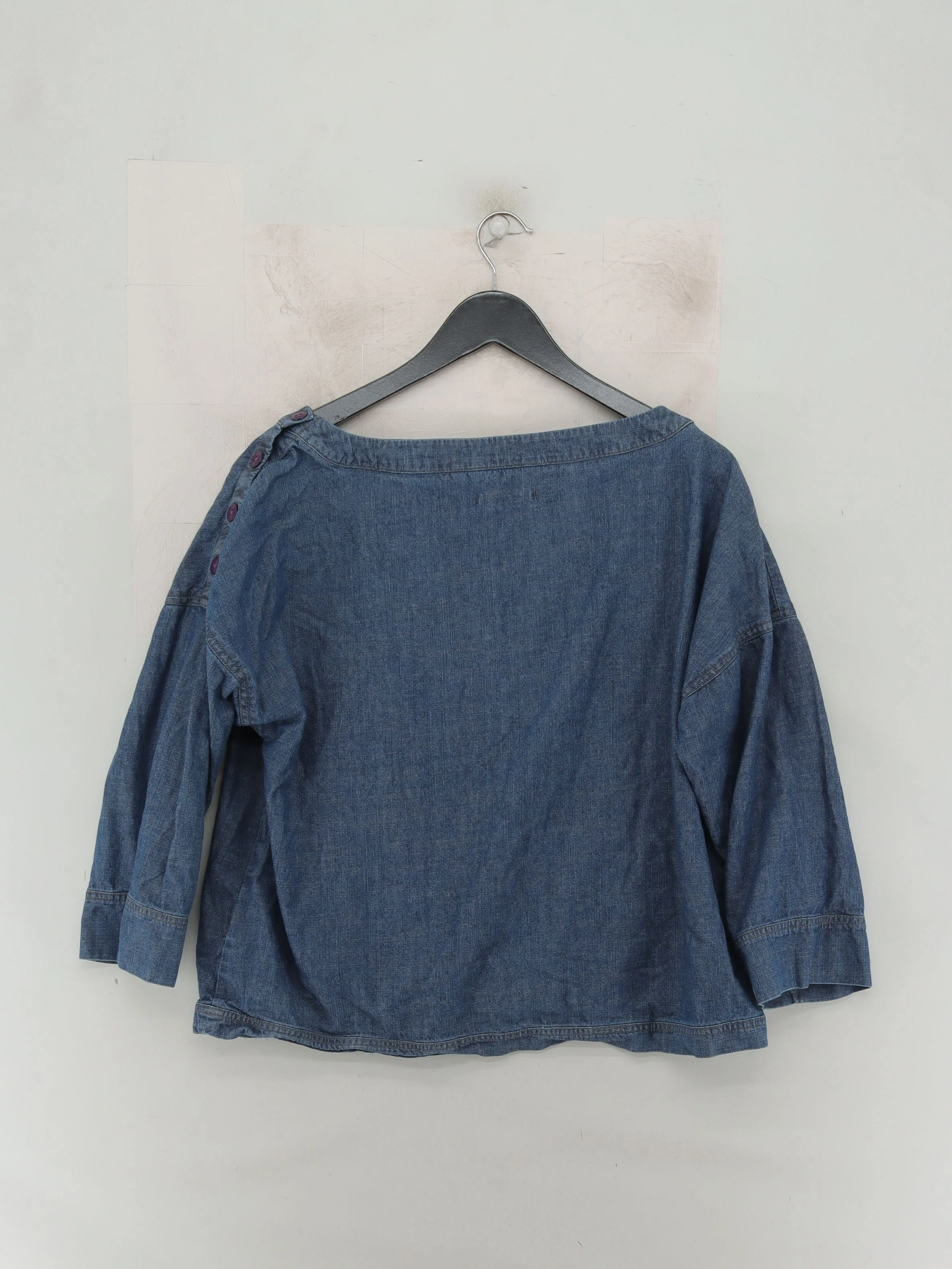 Seasalt Women's Top L Blue 100% Cotton 3/4 Sleeve Round Neck Basic - Image 2