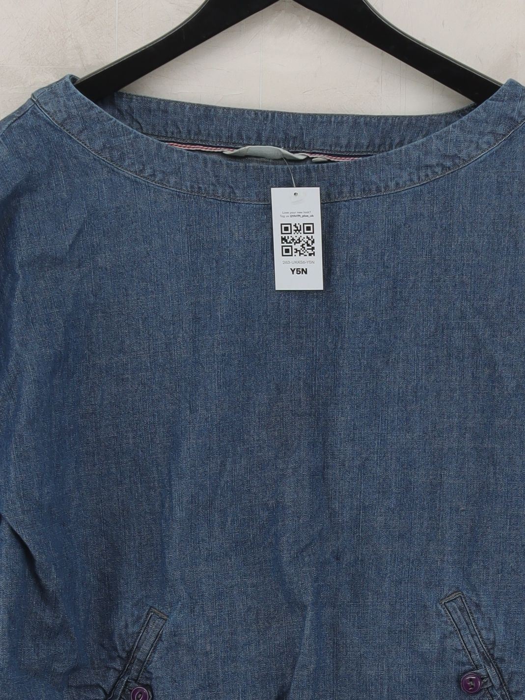 Seasalt Women's Top L Blue 100% Cotton 3/4 Sleeve Round Neck Basic - Image 3