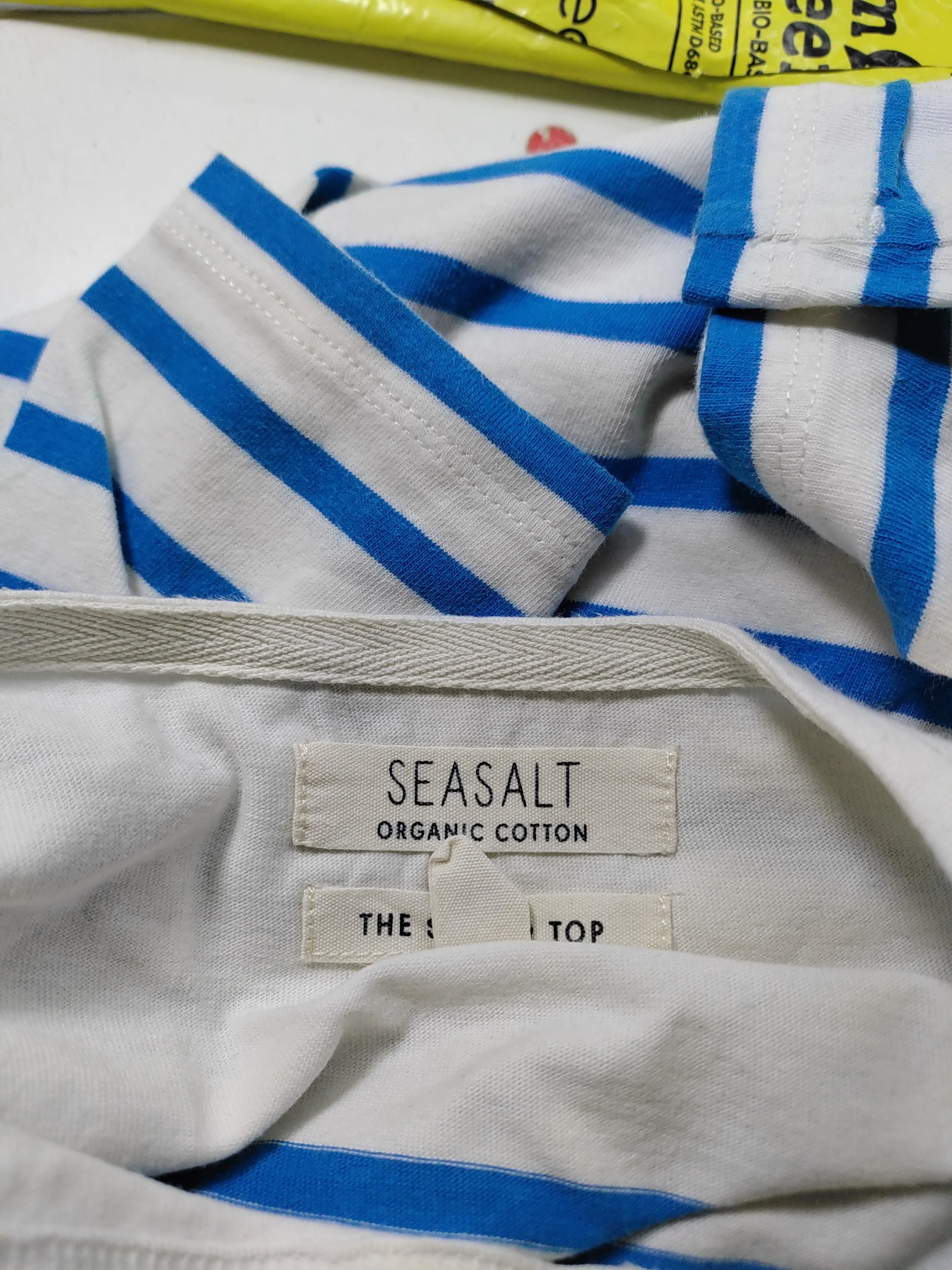 Seasalt Women's Top L Blue Striped 100% Cotton 3/4 Sleeve Round Neck Basic - Image 5