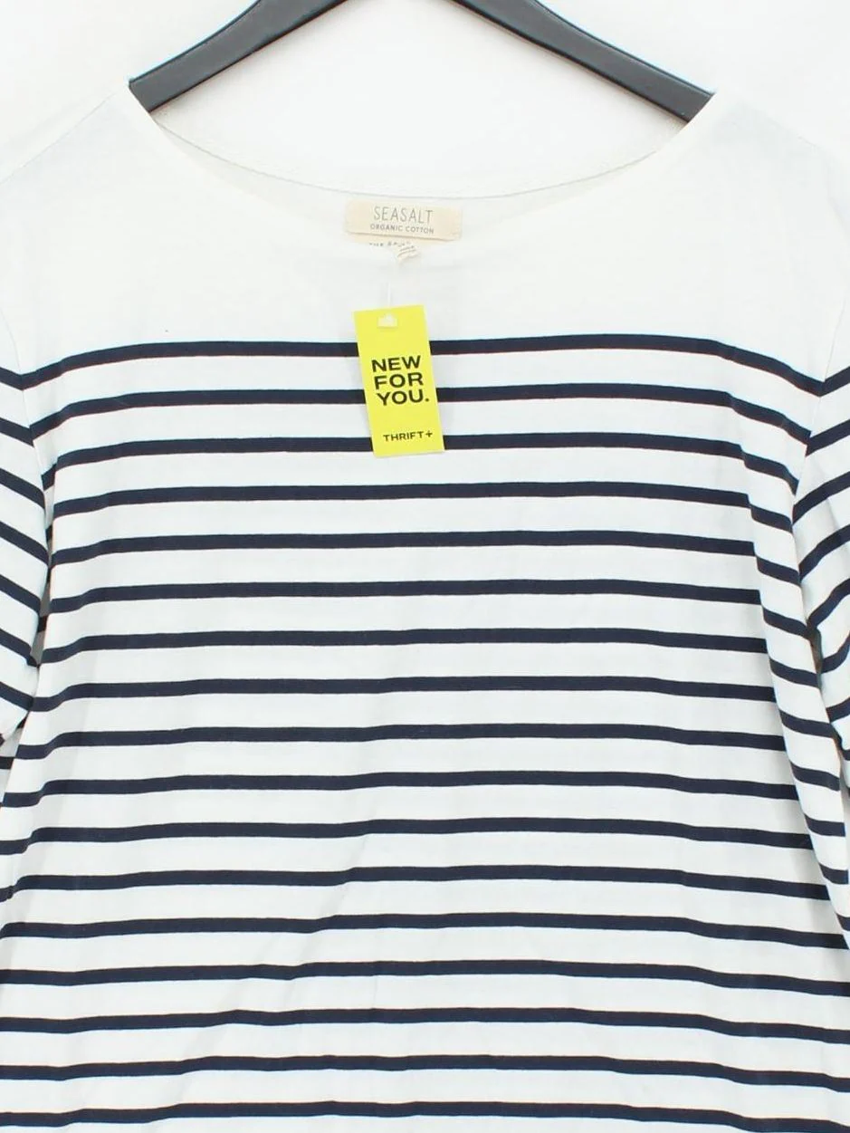 Seasalt Women's Top L Multi Striped 100% Cotton 3/4 Sleeve Round Neck Basic - Image 3