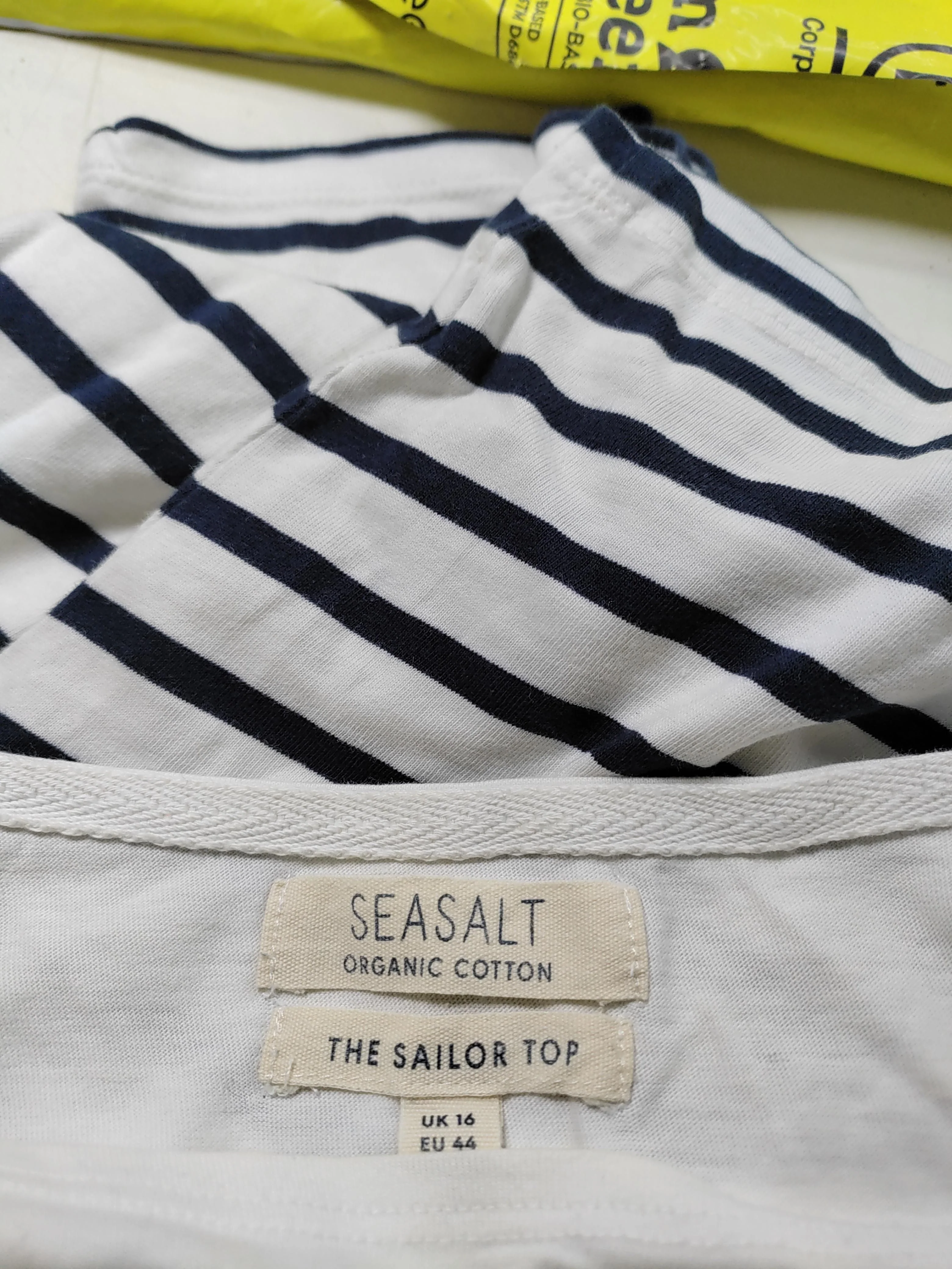 Seasalt Women's Top L Multi Striped 100% Cotton 3/4 Sleeve Round Neck Basic - Image 5