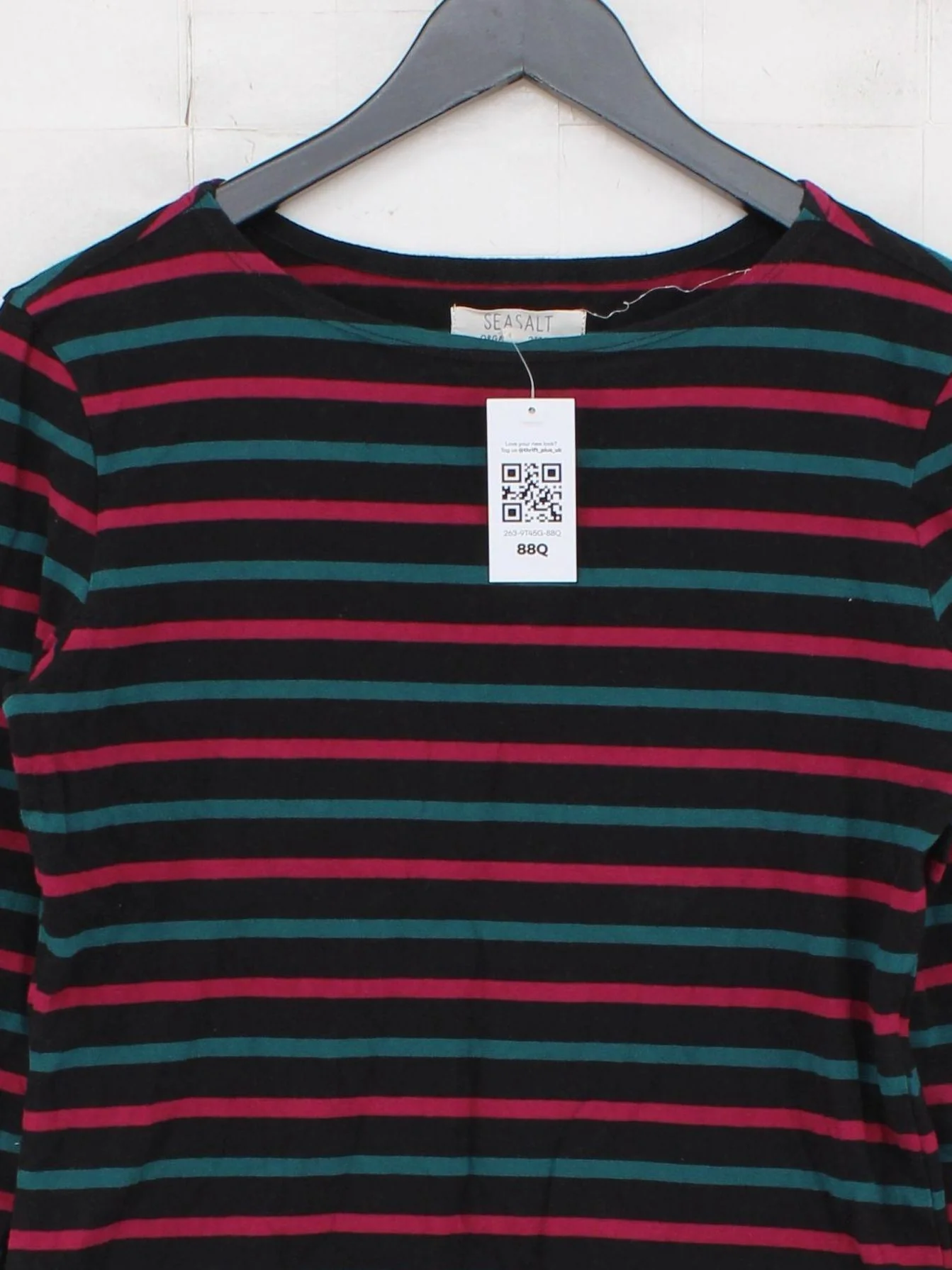 Seasalt Women's Top UK 10 Multi Striped 100% Cotton Long Sleeve Round Neck Basic - Image 3