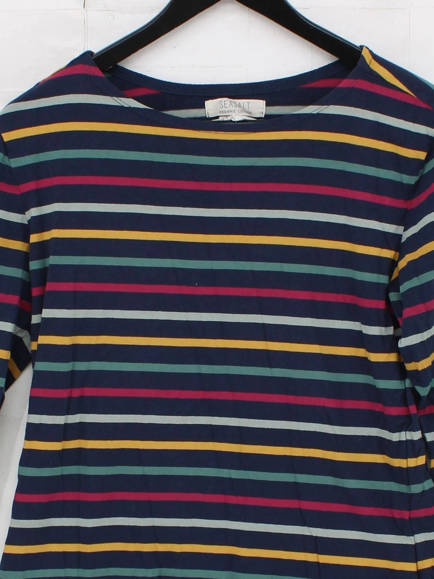 Seasalt Women's Top UK 10 Multi Striped 100% Cotton Long Sleeve Round Neck Basic - Image 3