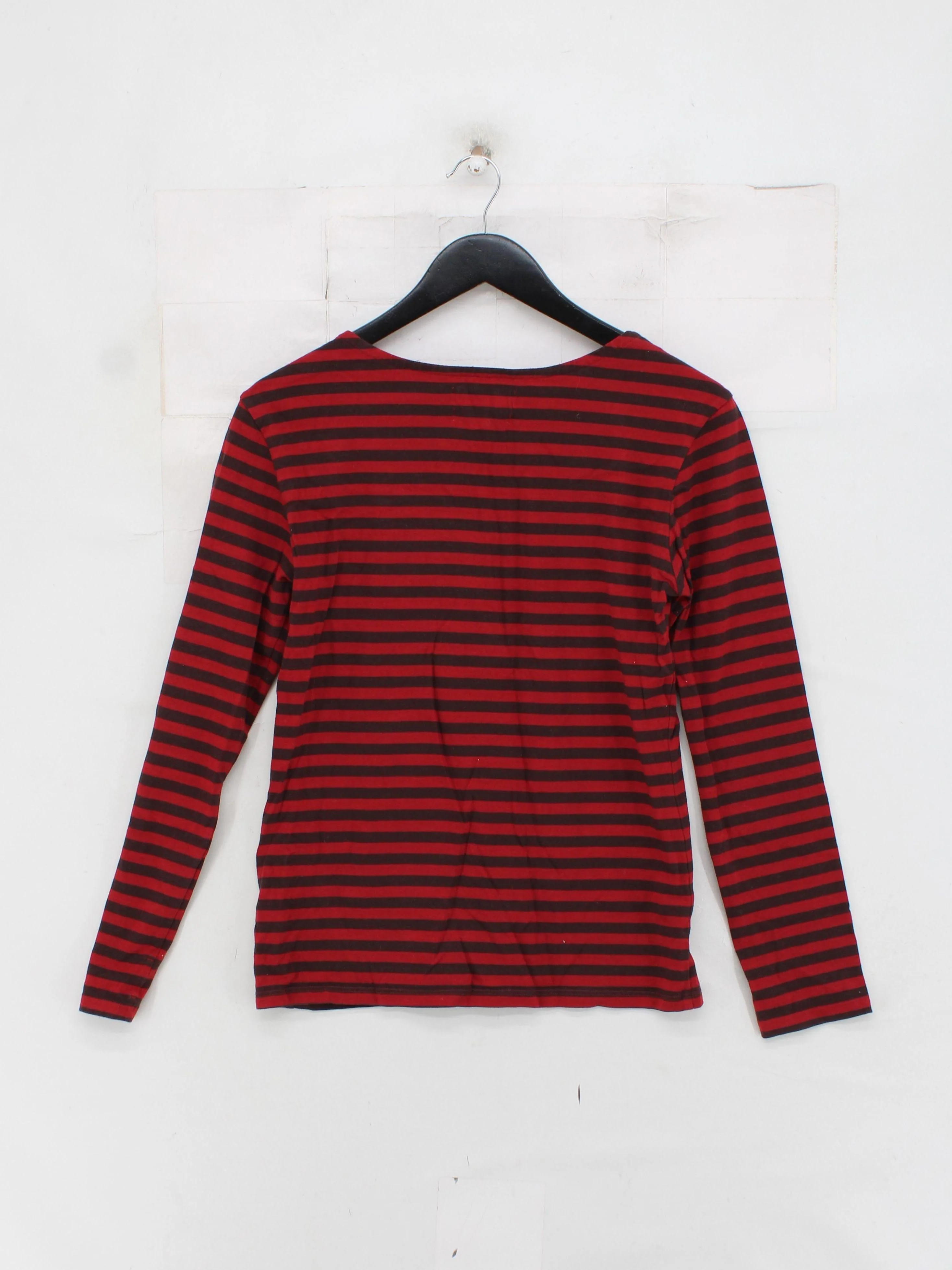 Seasalt Women's Top UK 10 Red Striped 100% Cotton Long Sleeve Round Neck Basic - Image 2