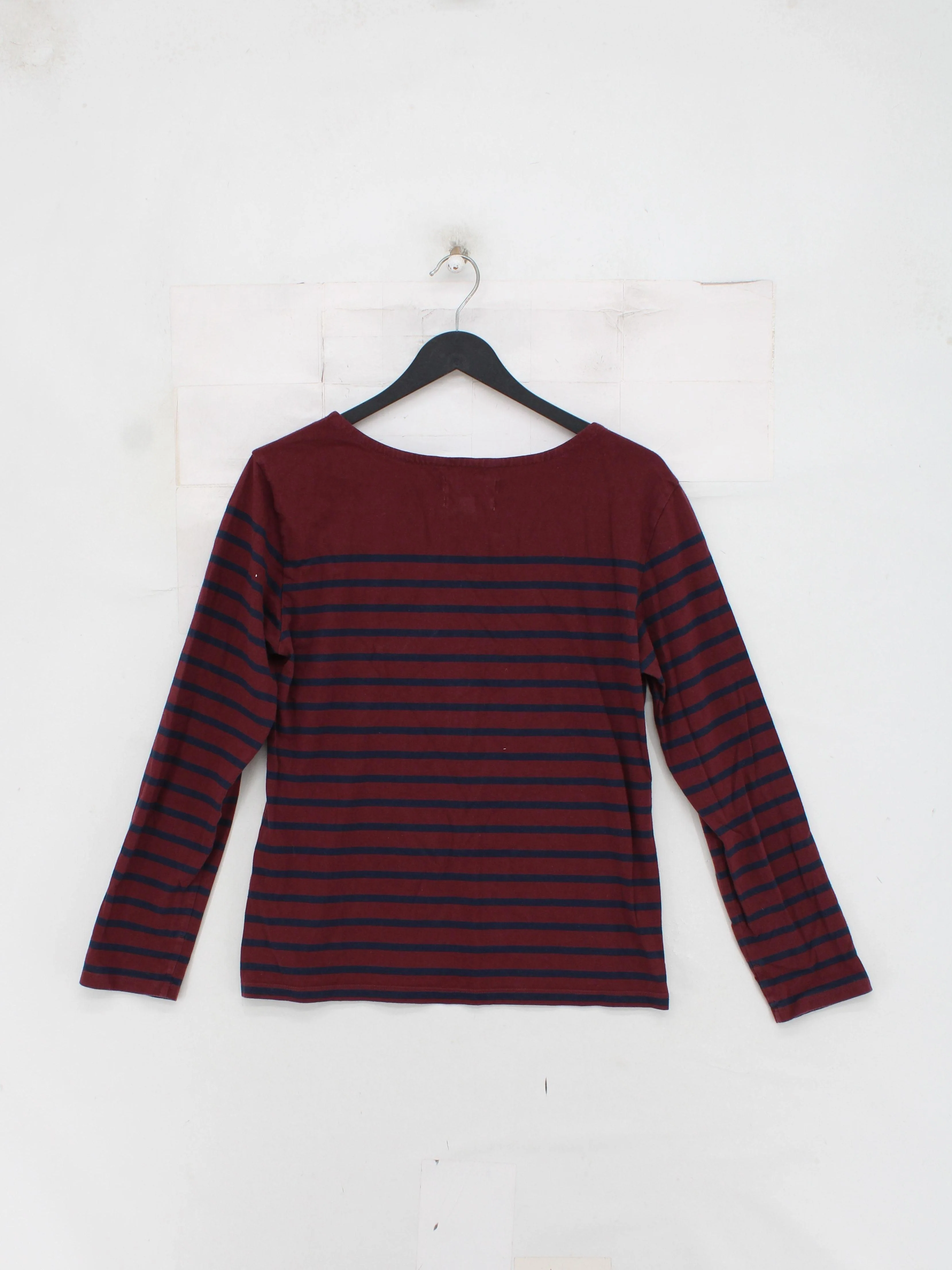 Seasalt Women's Top UK 10 Red Striped 100% Cotton Long Sleeve Round Neck Basic - Image 2
