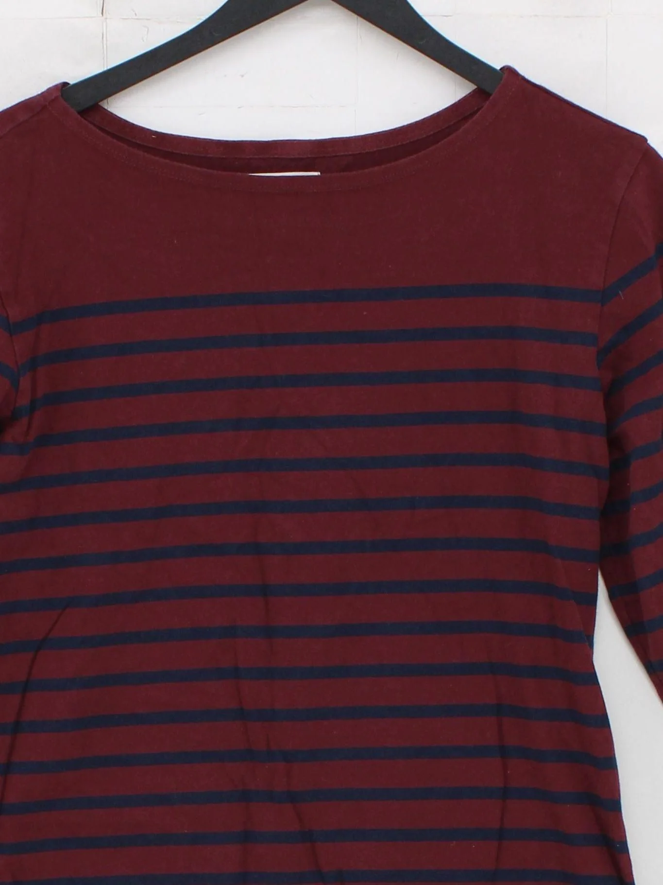 Seasalt Women's Top UK 10 Red Striped 100% Cotton Long Sleeve Round Neck Basic - Image 3