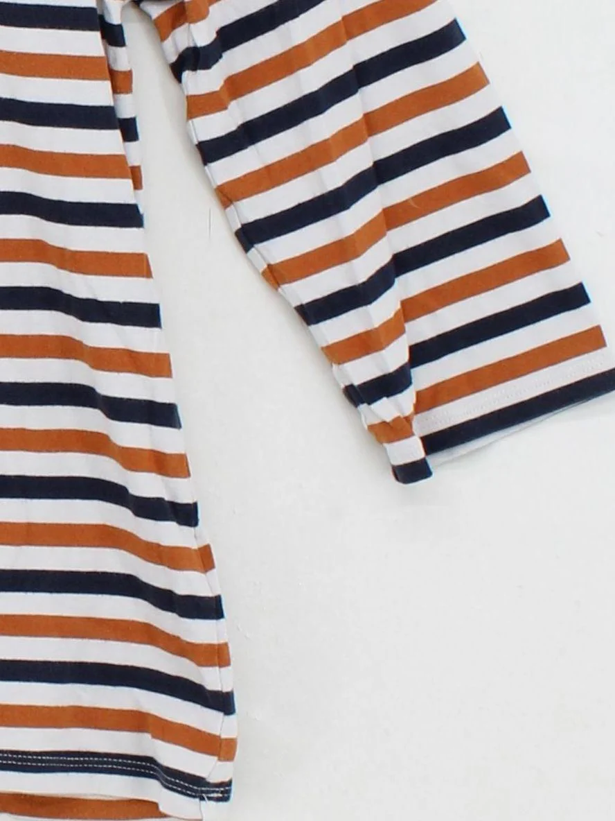 Seasalt Women's Top UK 12 Multi Striped 100% Cotton 3/4 Sleeve Round Neck Basic - Image 4