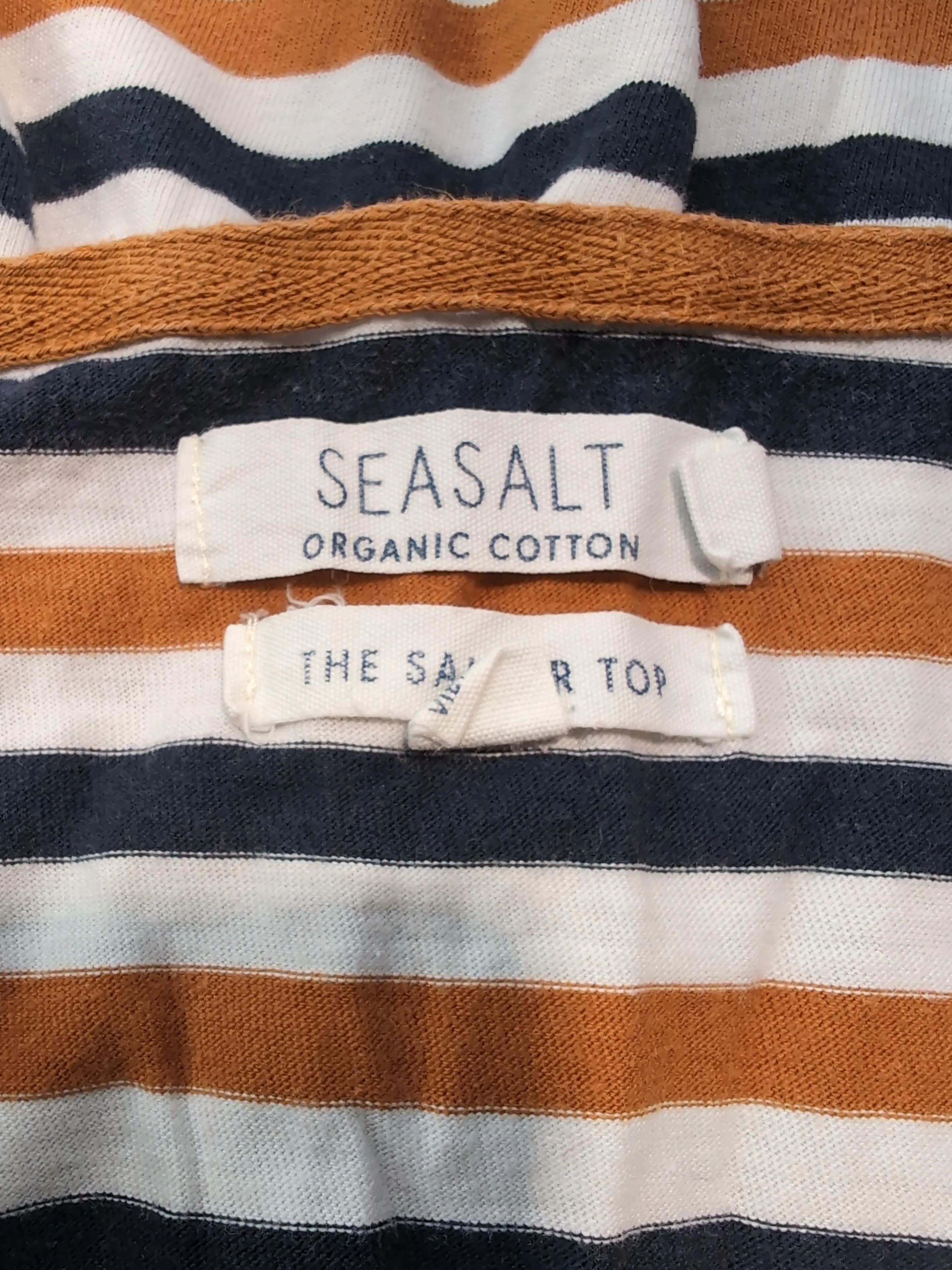 Seasalt Women's Top UK 12 Multi Striped 100% Cotton 3/4 Sleeve Round Neck Basic - Image 6