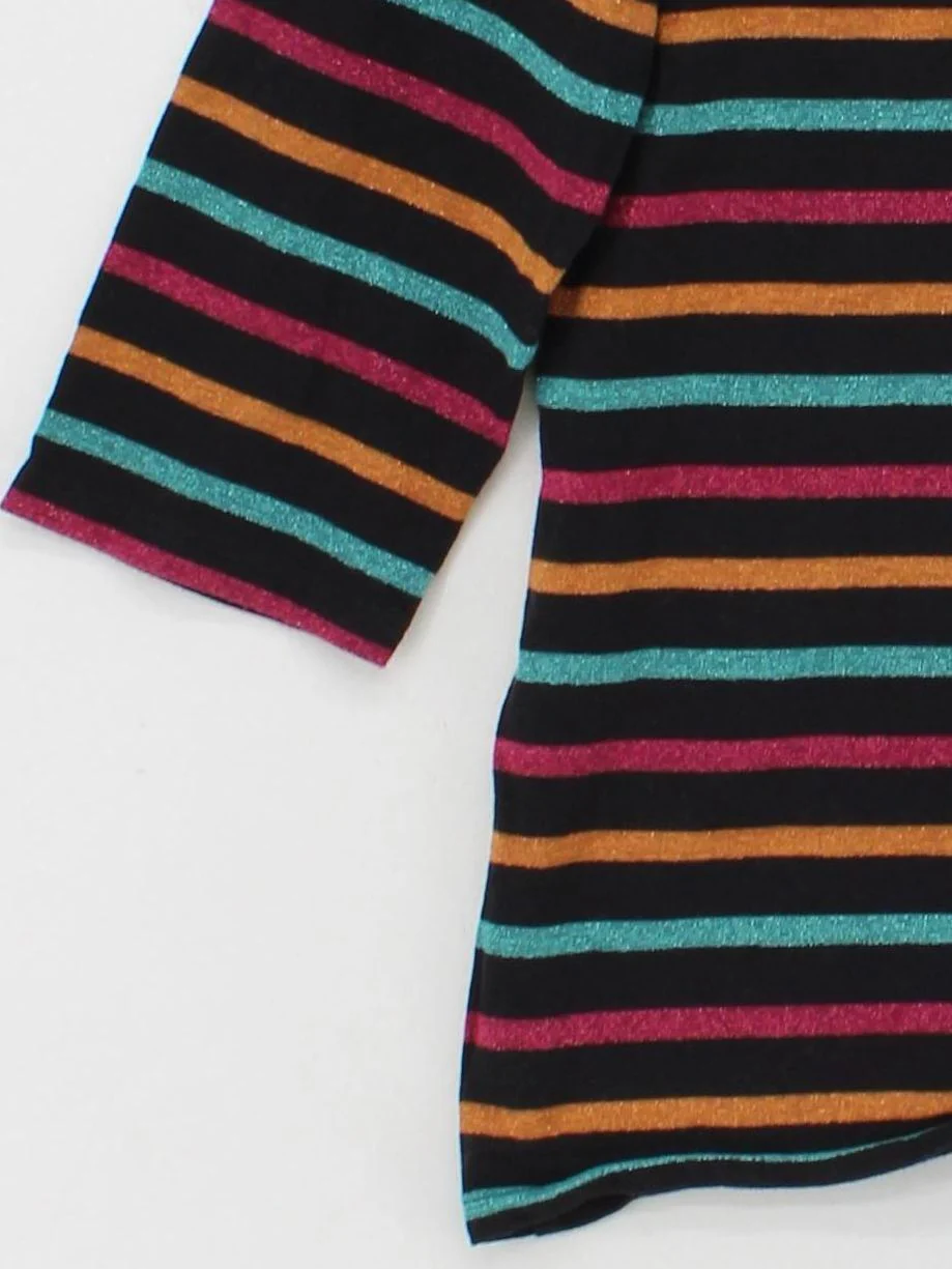 Seasalt Women's Top UK 12 Multi Striped 100% Cotton 3/4 Sleeve Round Neck Basic - Image 4