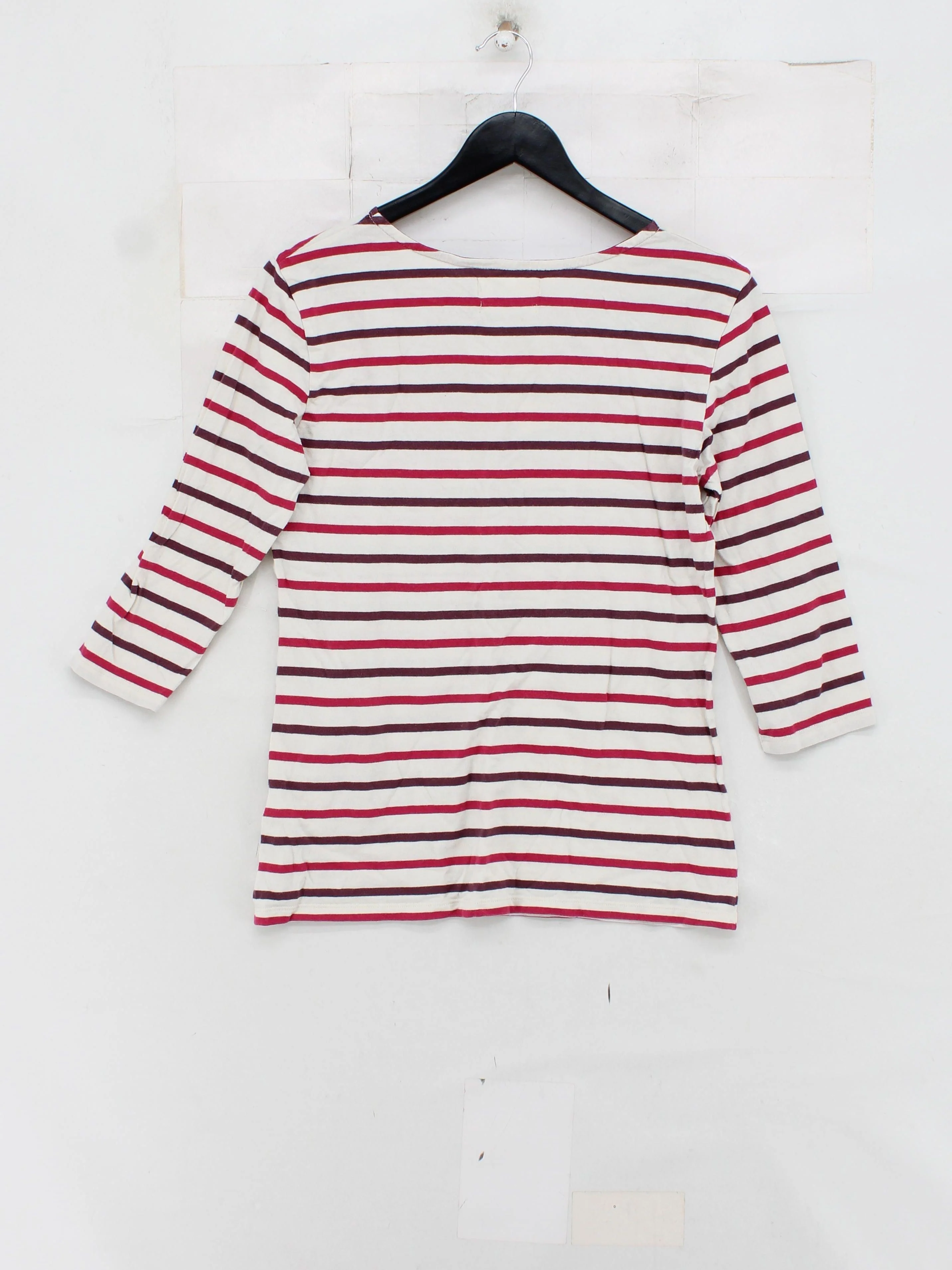 Seasalt Women's Top UK 12 Multi Striped 100% Cotton 3/4 Sleeve Round Neck Basic - Image 2