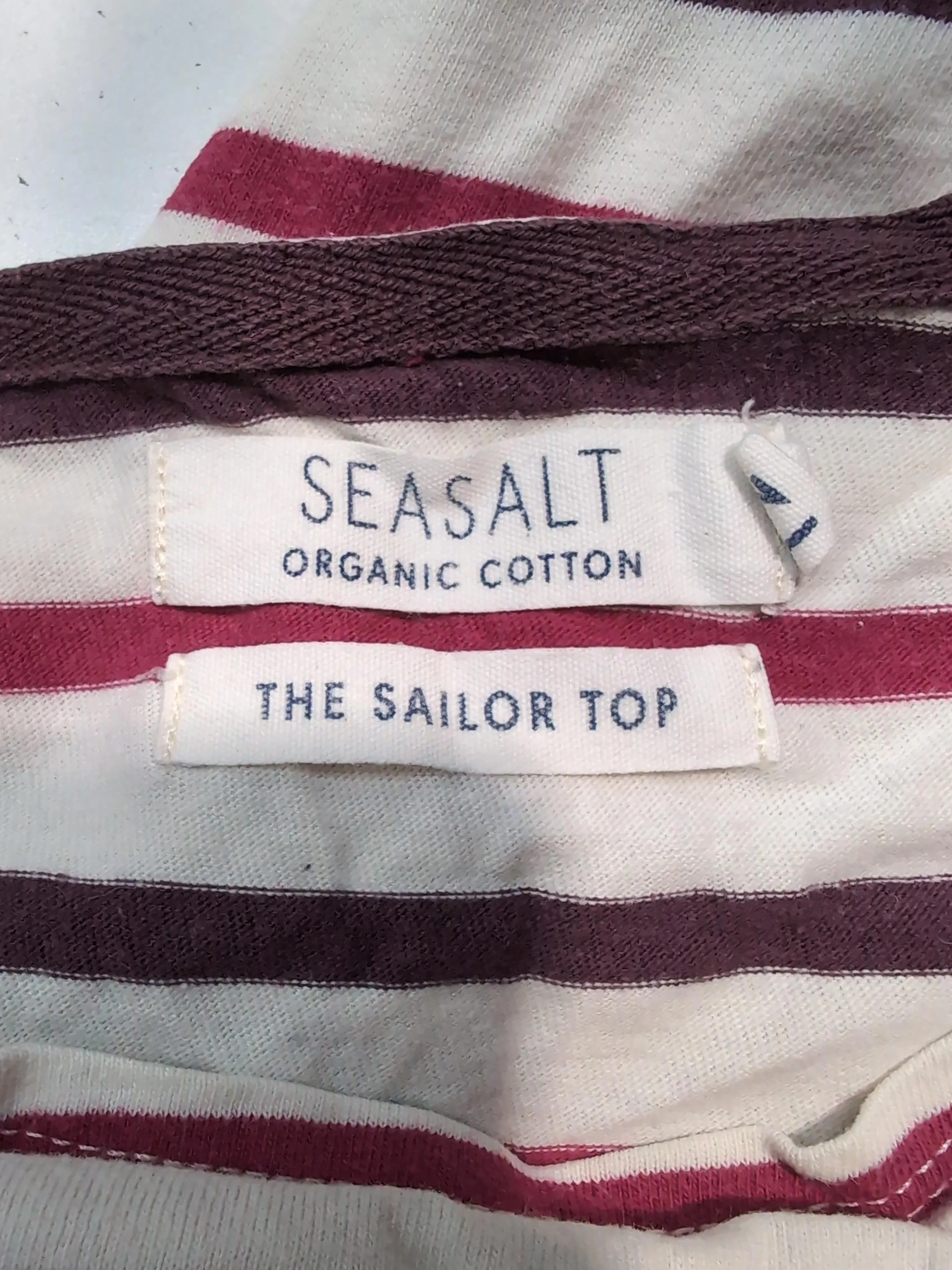 Seasalt Women's Top UK 12 Multi Striped 100% Cotton 3/4 Sleeve Round Neck Basic - Image 6
