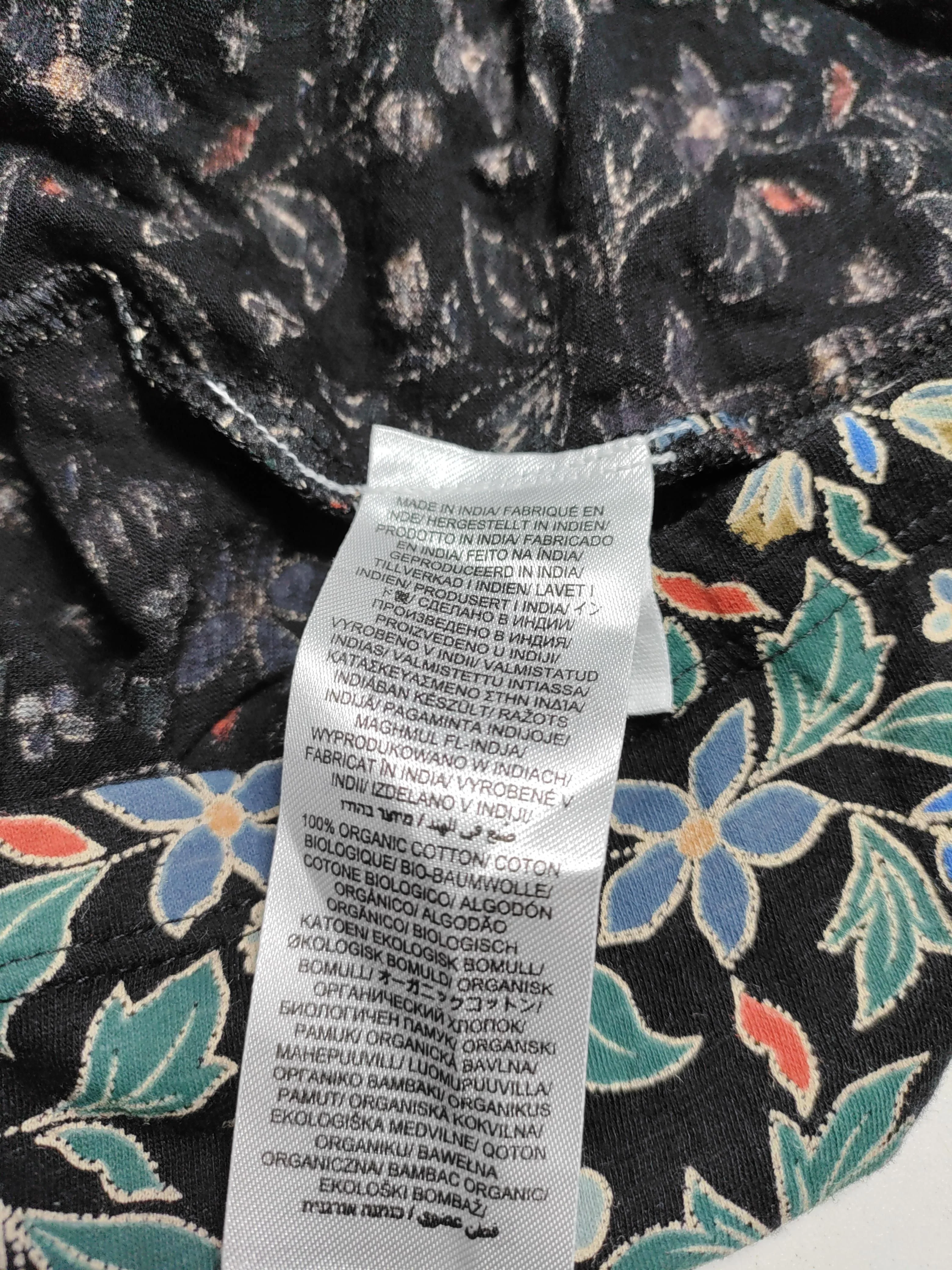 Seasalt Women's Top UK 16 Black Floral 100% Cotton 3/4 Sleeve V-Neck Basic - Image 6