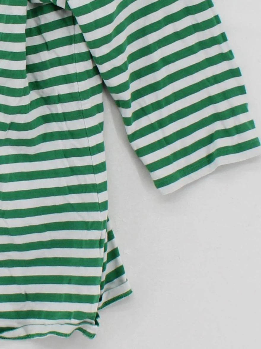 Seasalt Women's Top UK 16 Green Striped 100% Cotton 3/4 Sleeve Round Neck Basic - Image 4
