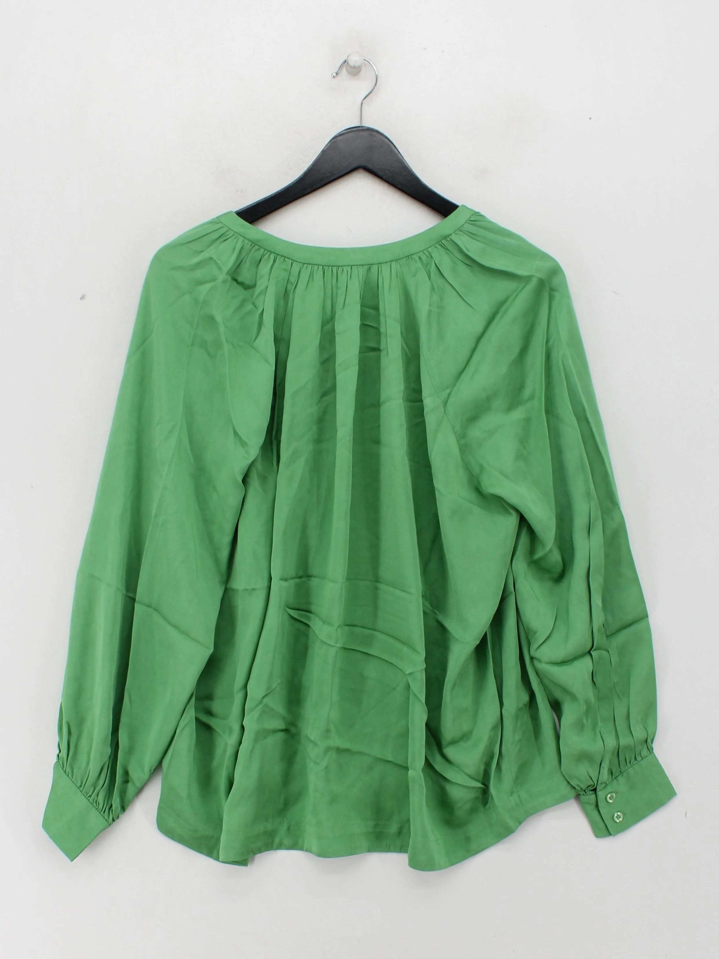 Second Female Women's Blouse S Green 100% Viscose Long Sleeve V-Neck Basic - Image 2