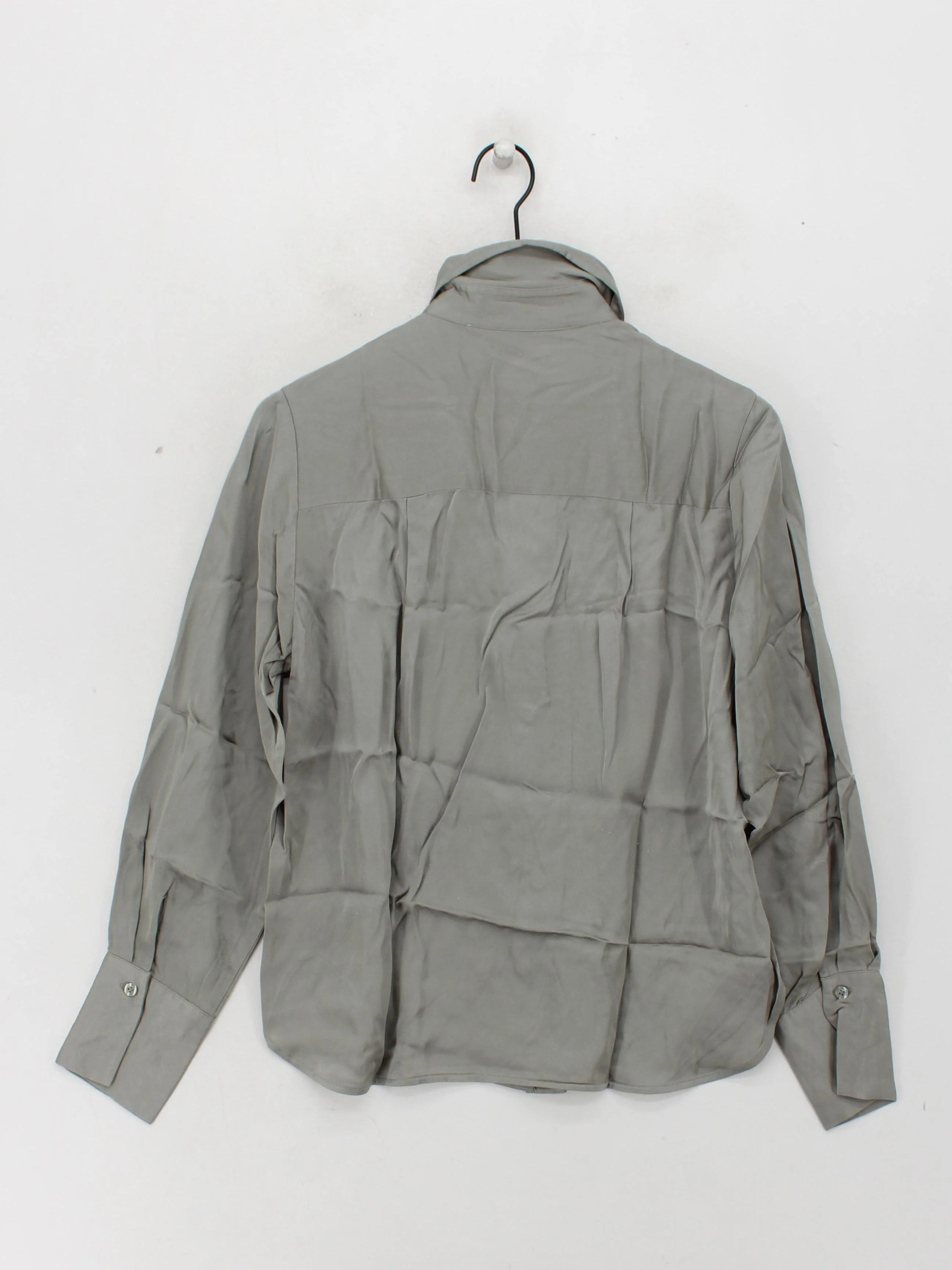 Second Female Women's Shirt M Grey 100% Viscose Long Sleeve Collared Basic - Image 2