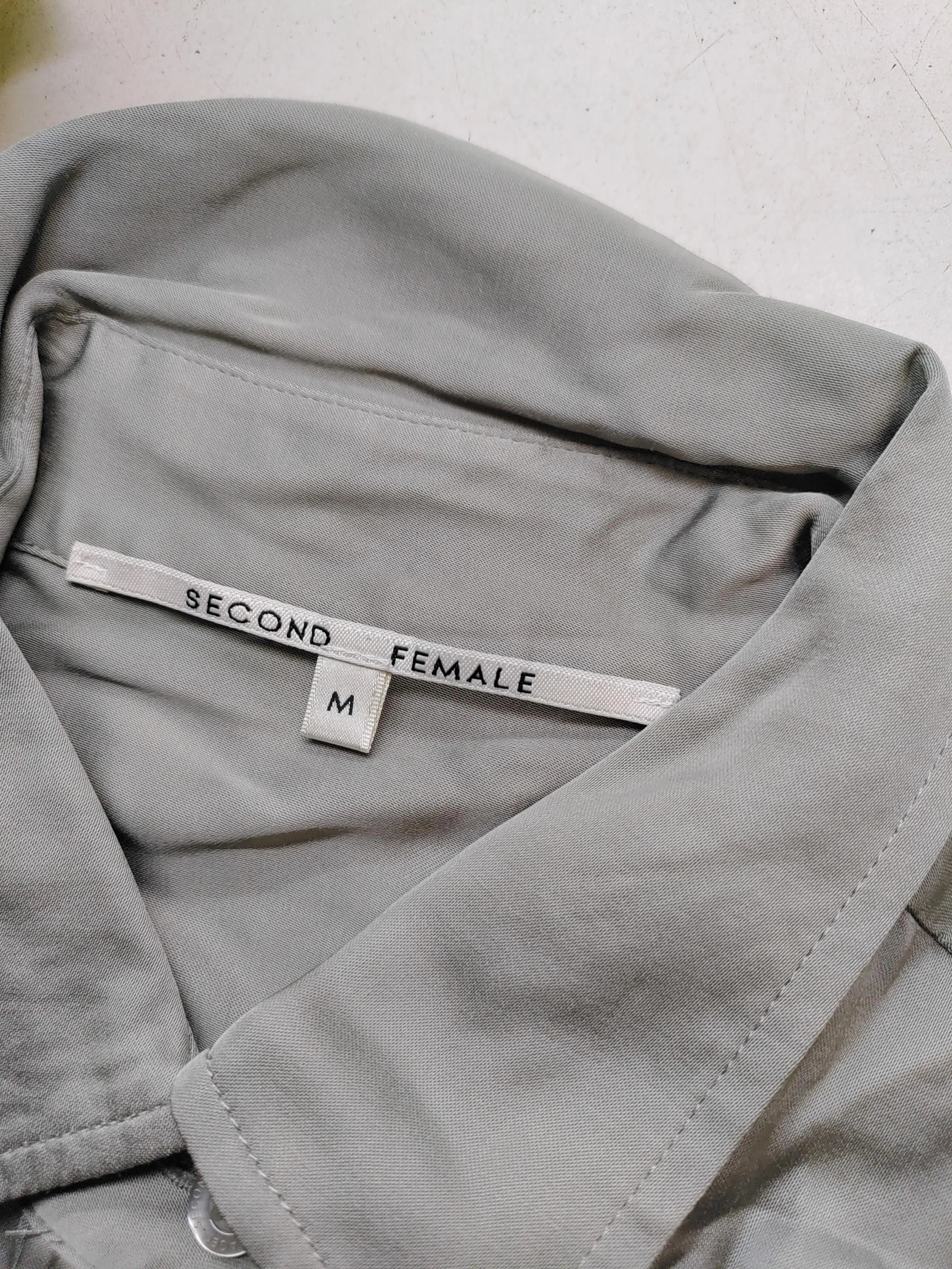 Second Female Women's Shirt M Grey 100% Viscose Long Sleeve Collared Basic - Image 6
