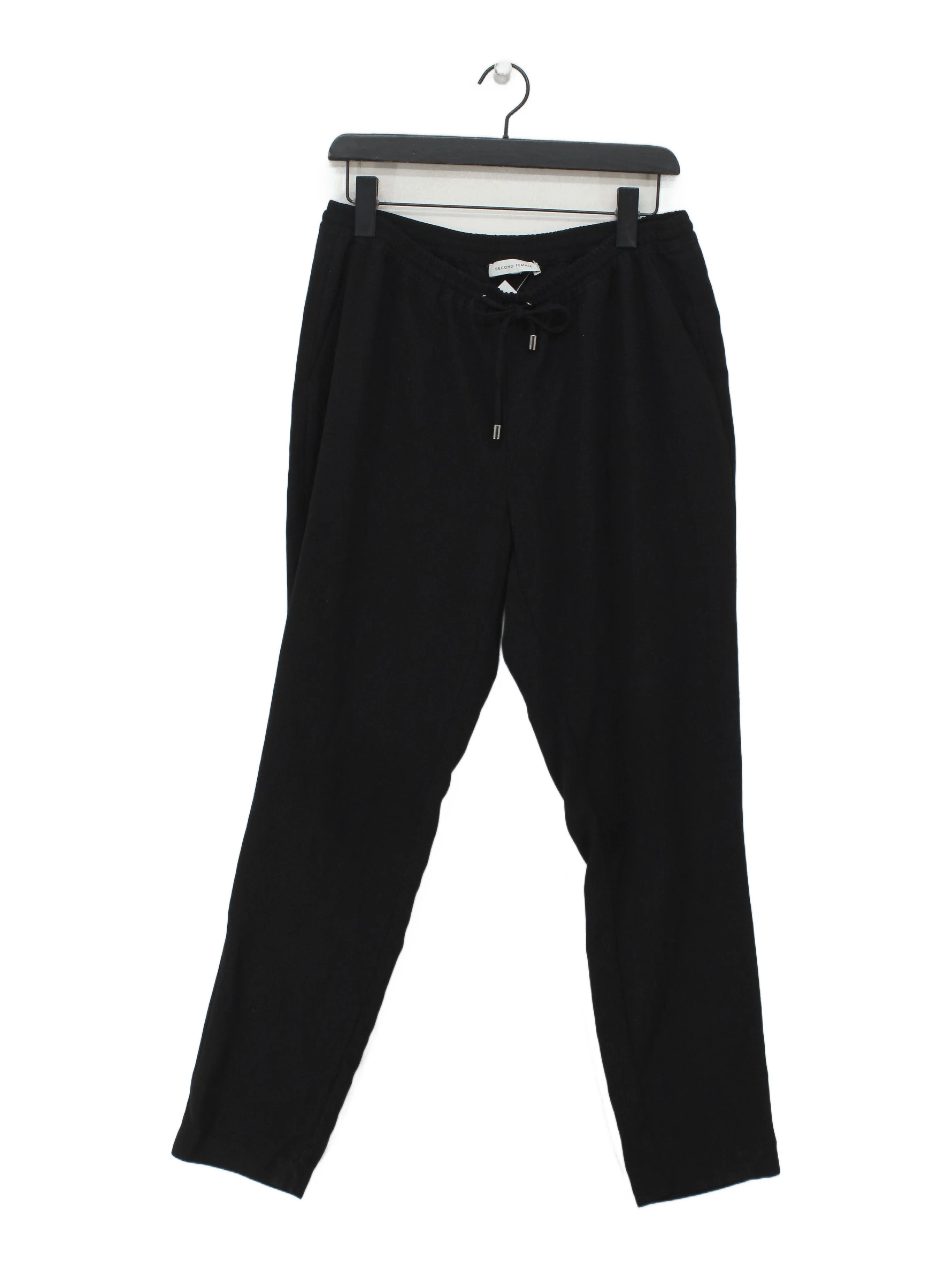 Second Female Women's Trousers M Black 100% Polyester Tapered Sweatpants
