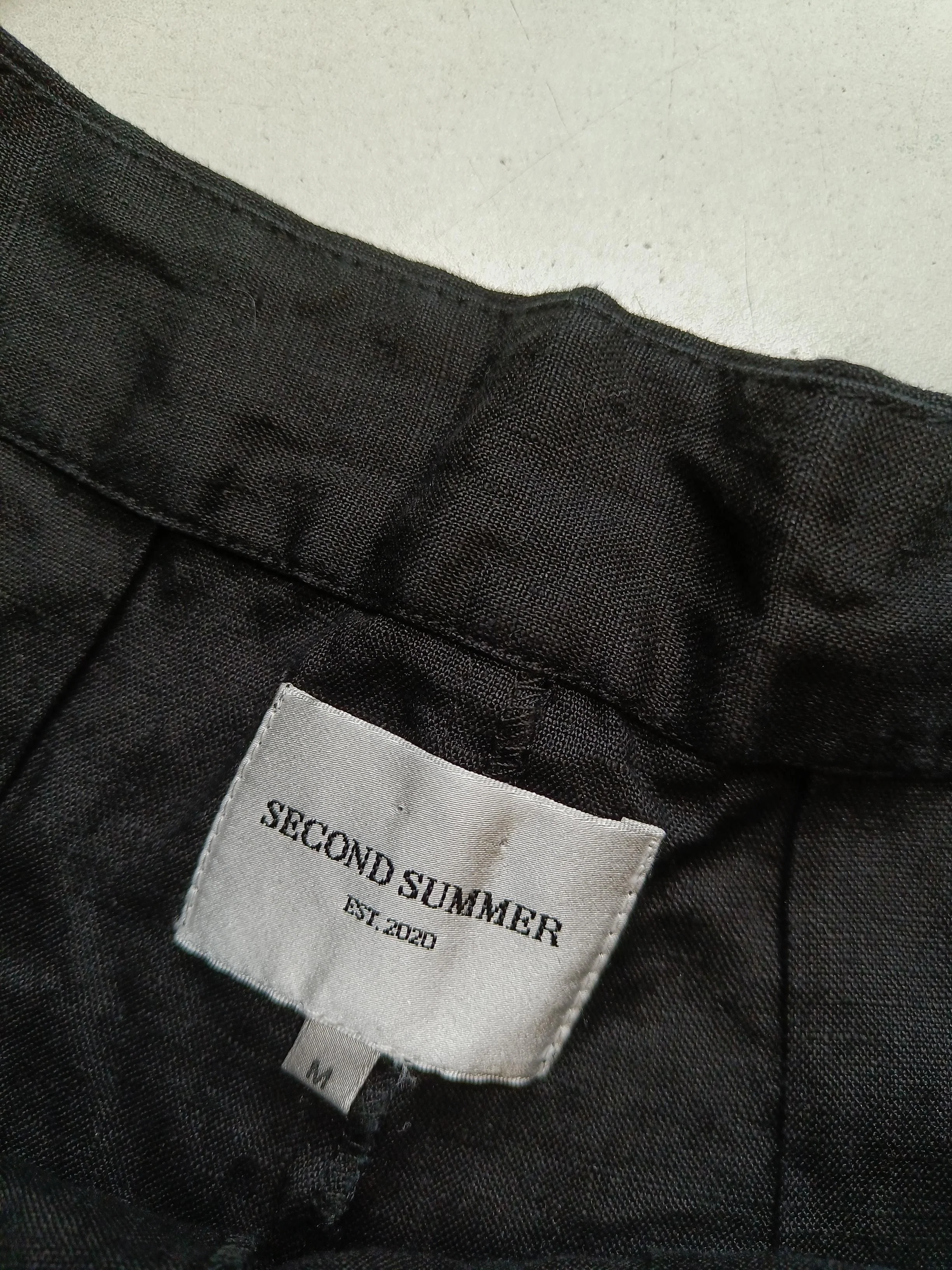 SECOND SUMMER Women's Trousers M Black 100% Linen Wide-Leg Chino - Image 5