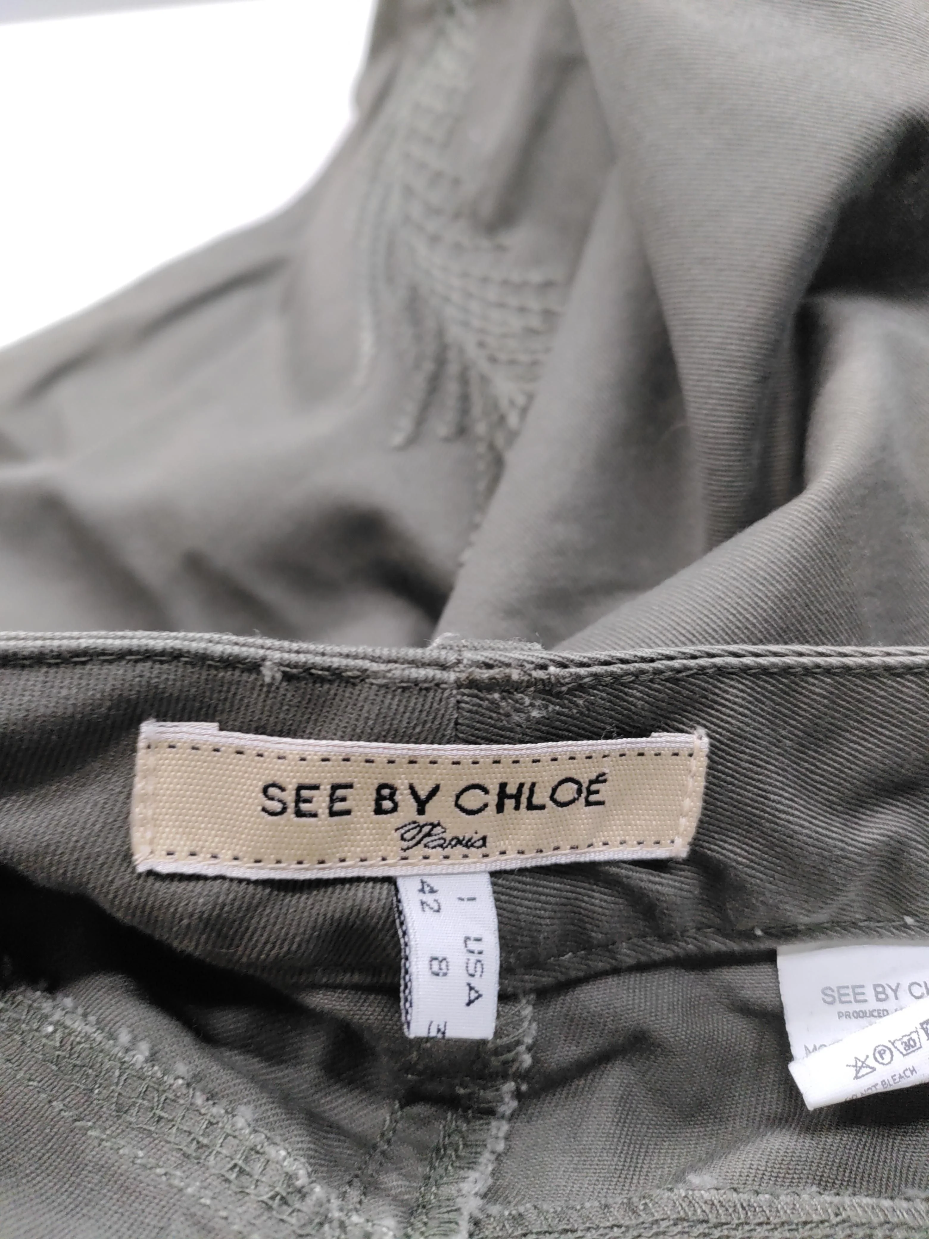 See By Chloé Women's Midi Skirt L Green 100% Cotton Midi Straight & Pencil - Image 7