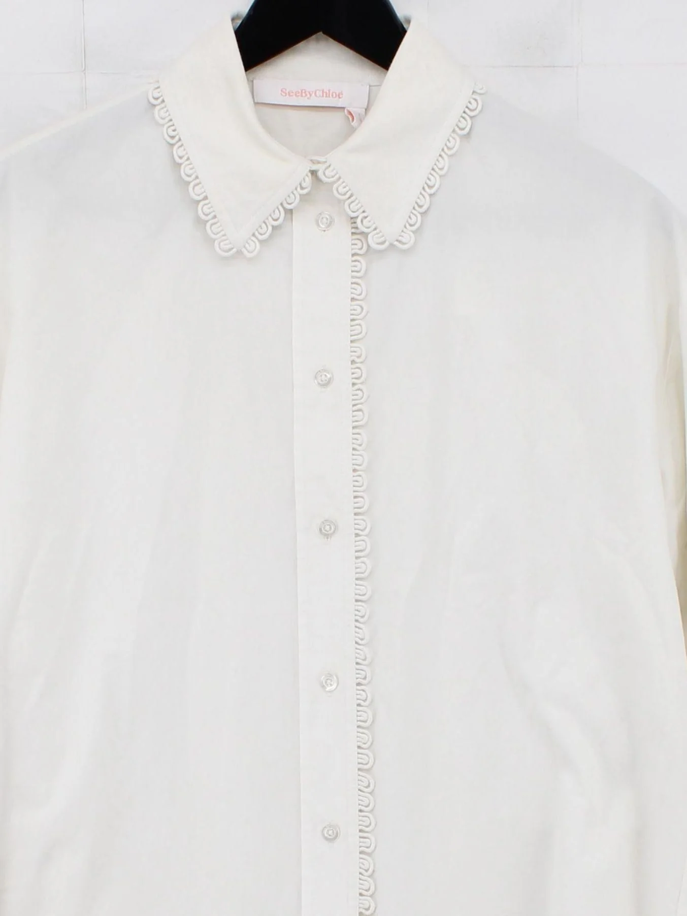 See By Chloé Women's Shirt L White 100% Cotton Long Sleeve Collared Basic - Image 3