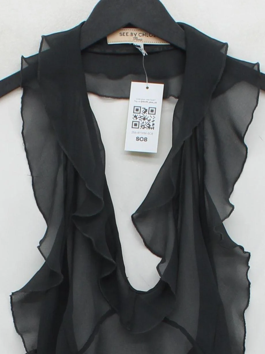 See By Chloé Women's Top UK 14 Black Acetate with Polyamide, Silk Basic - Image 3