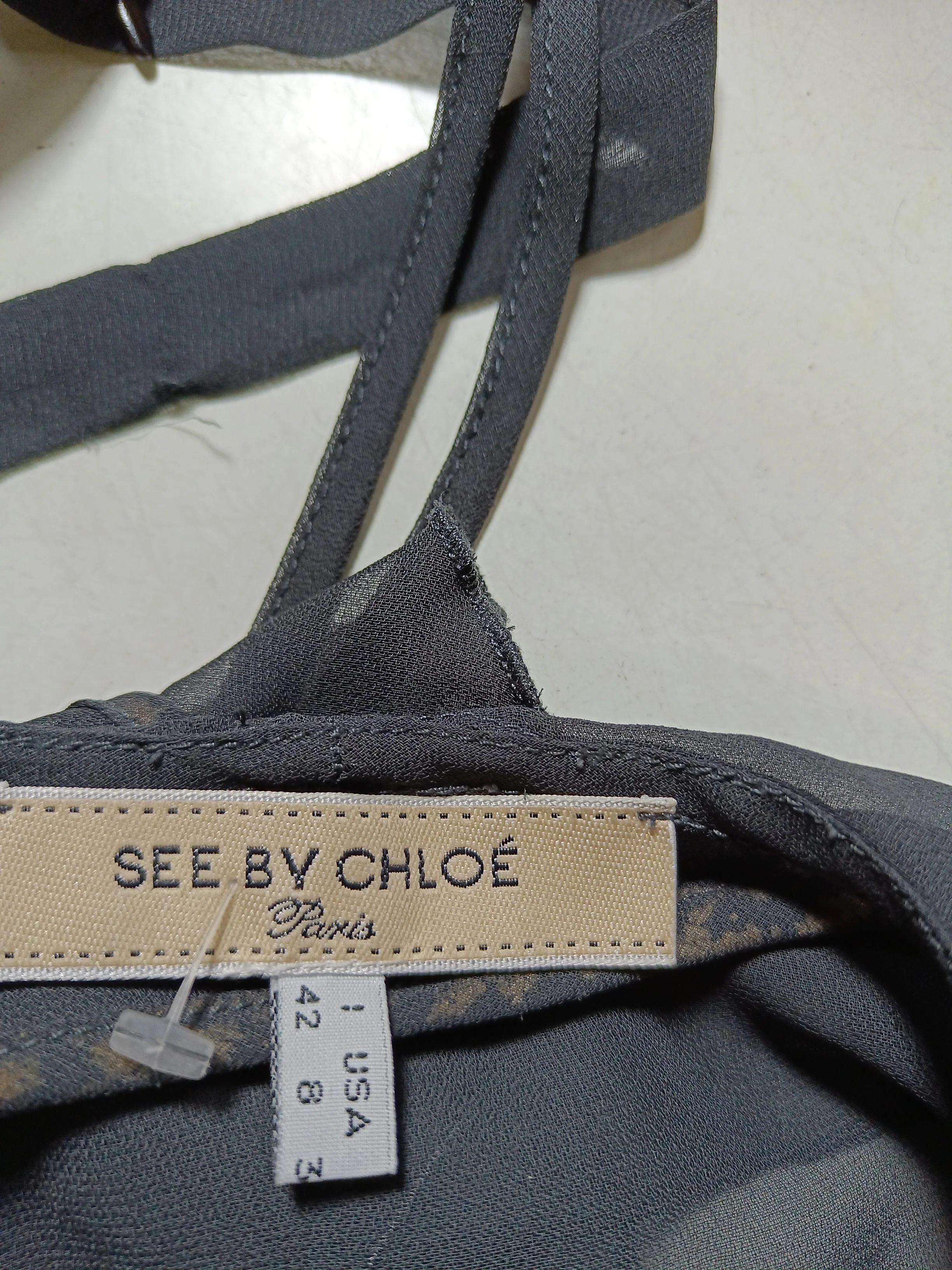 See By Chloé Women's Top UK 14 Black Acetate with Polyamide, Silk Basic - Image 5