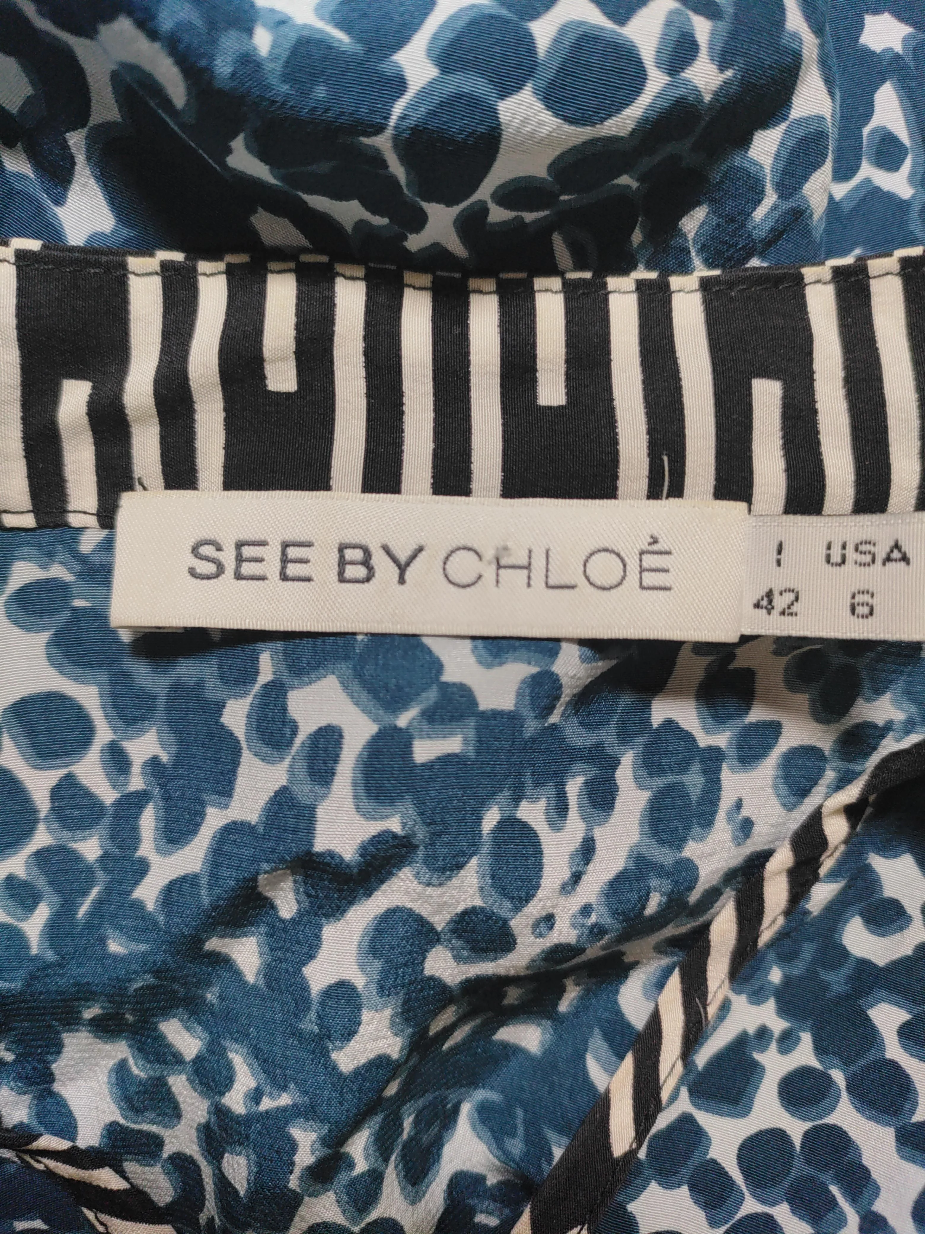 See By Chloé Women's Top UK 14 Blue Silk with Polyester Basic - Image 5
