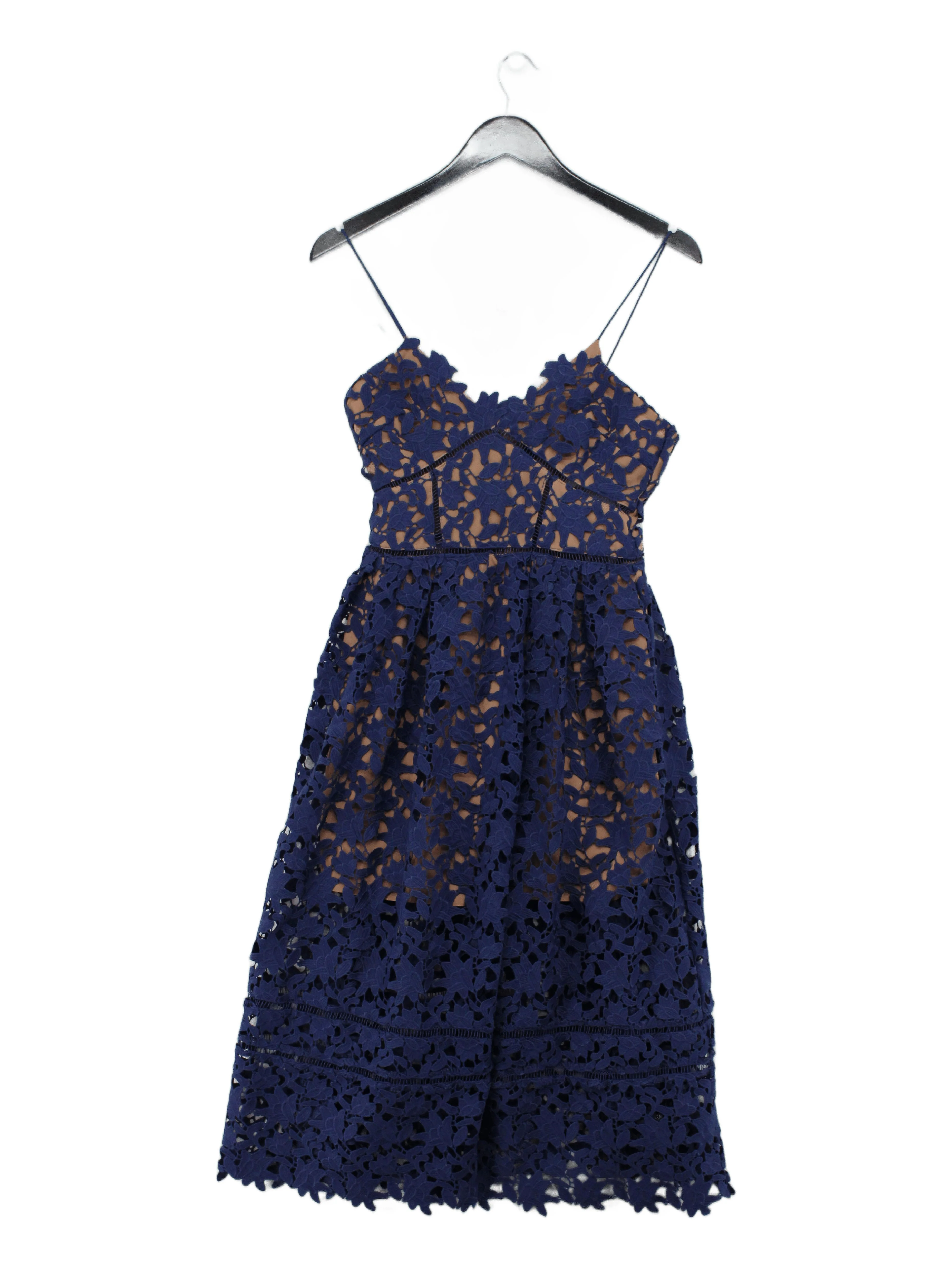 Self-Portrait A-Line Midi Dress UK10 in Blue