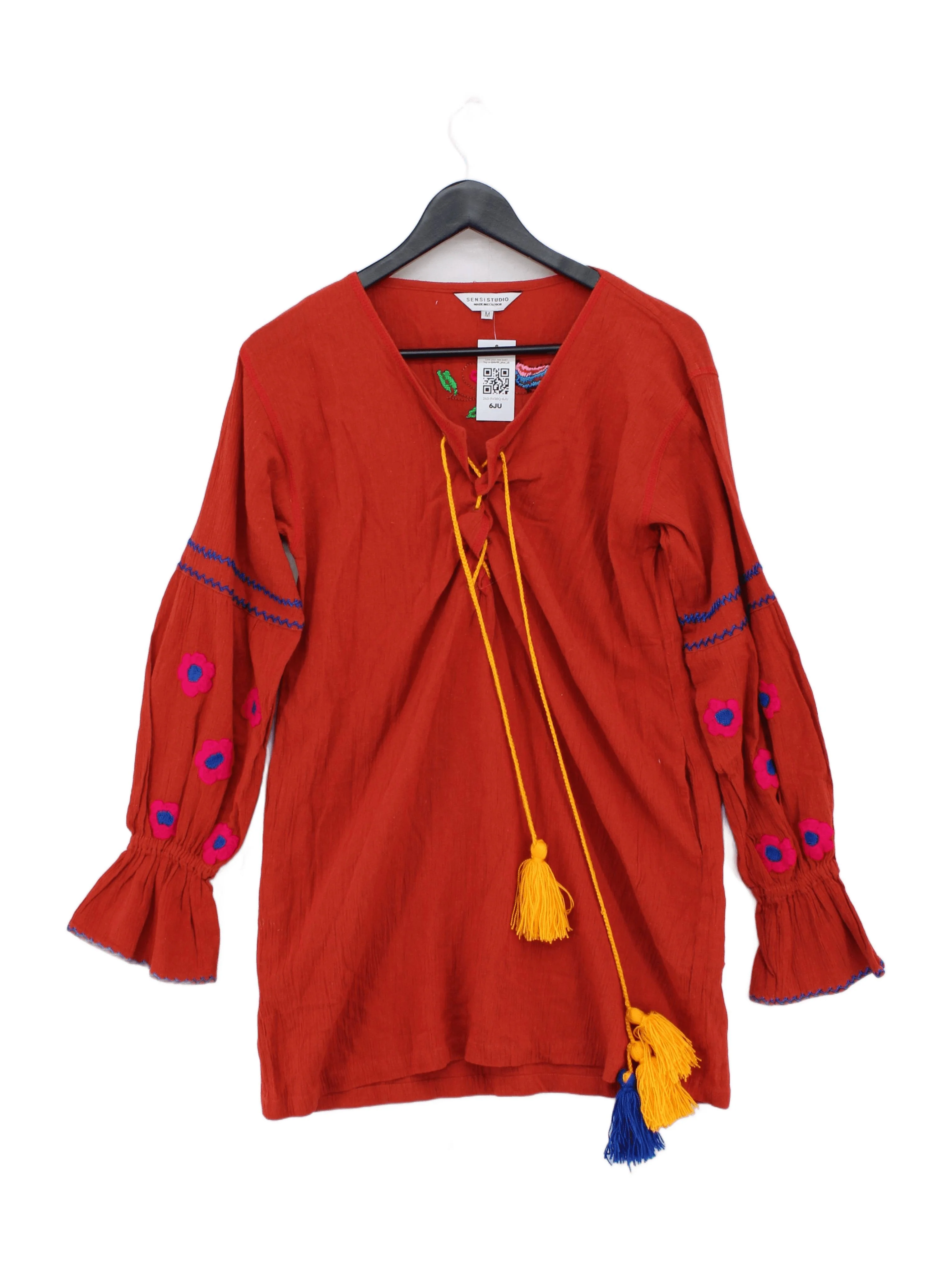 Sensi Studio Women's Top M Red 100% Other Long Sleeve V-Neck Tunic