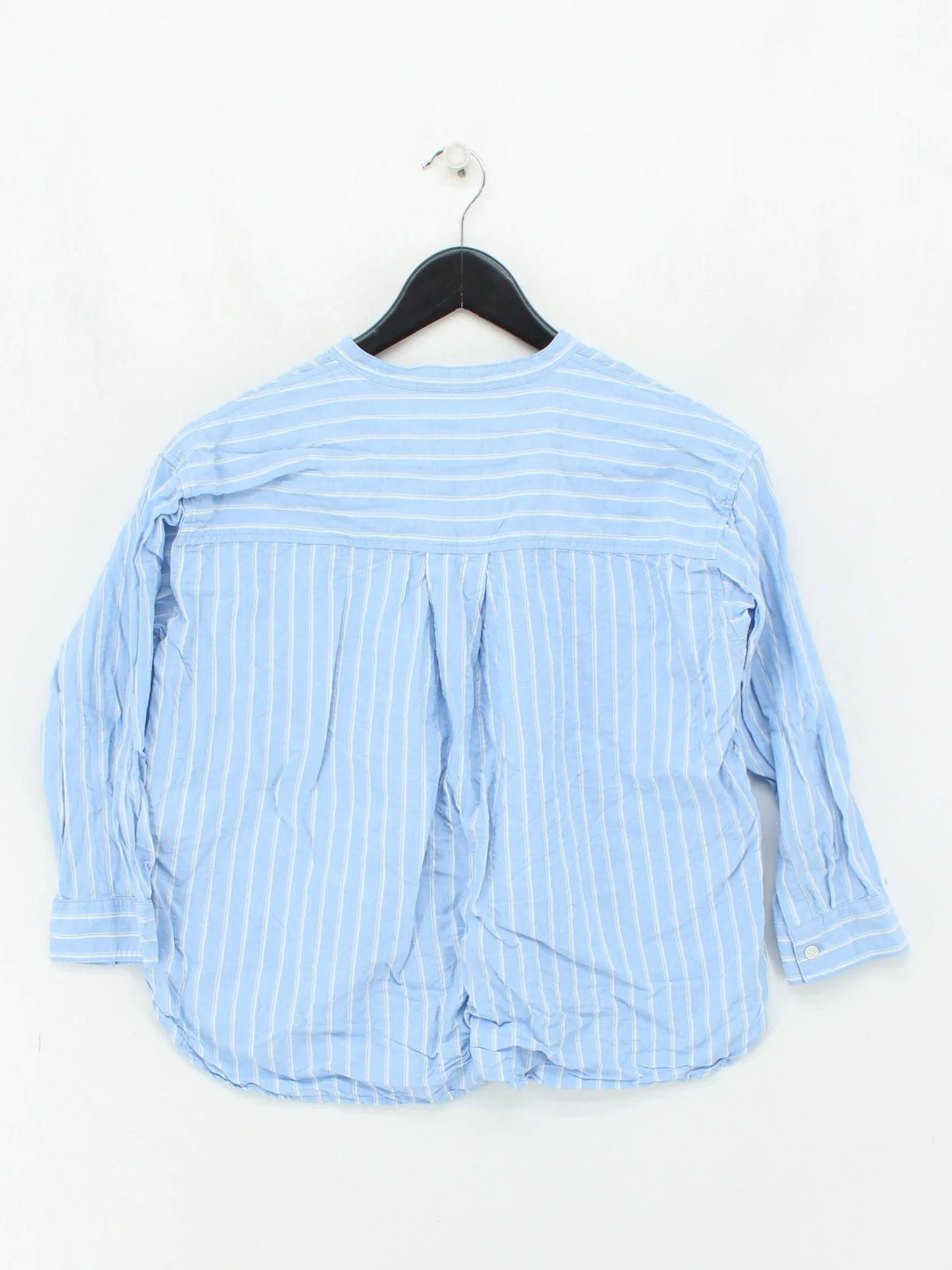 Seraphina Women's Shirt S Blue Striped 100% Cotton Long Sleeve Collared Basic - Image 2