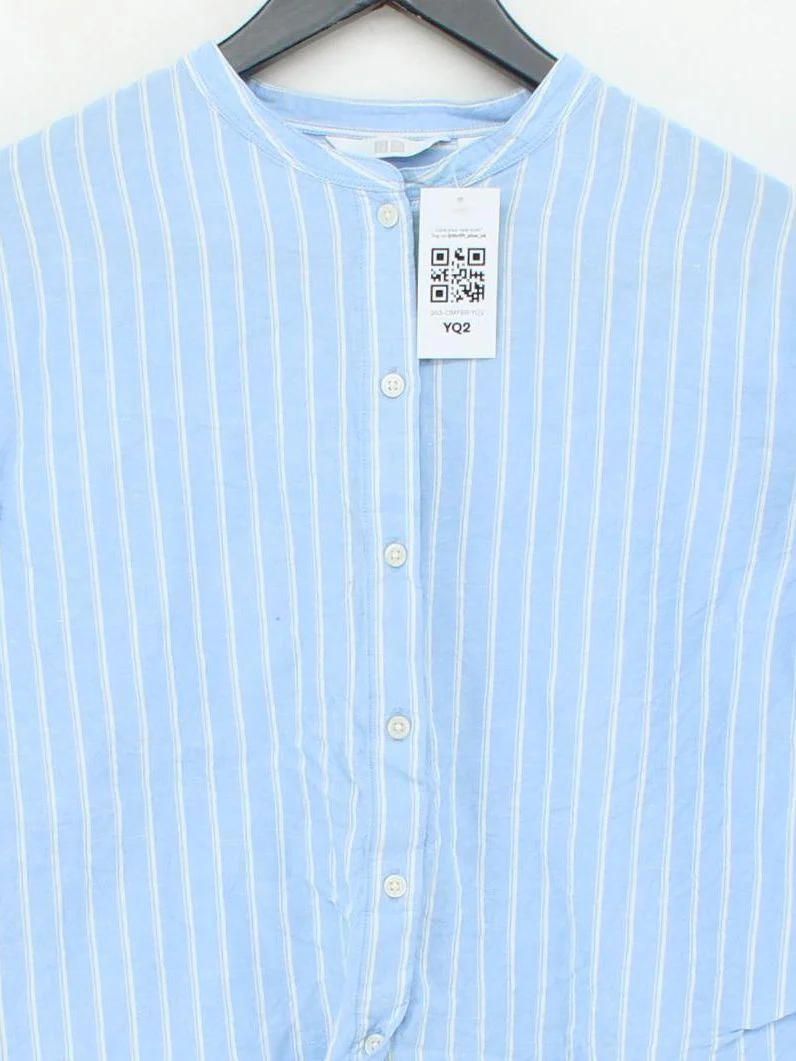 Seraphina Women's Shirt S Blue Striped 100% Cotton Long Sleeve Collared Basic - Image 3