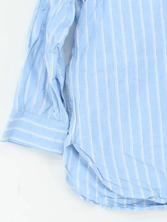 Seraphina Women's Shirt S Blue Striped 100% Cotton Long Sleeve Collared Basic - Image 4