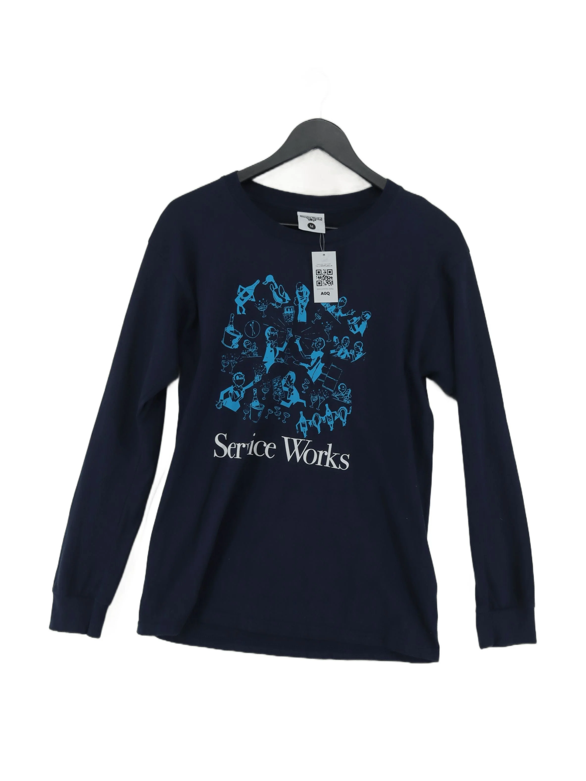 Service Works Men's T-Shirt M Blue Graphic 100% Cotton Basic