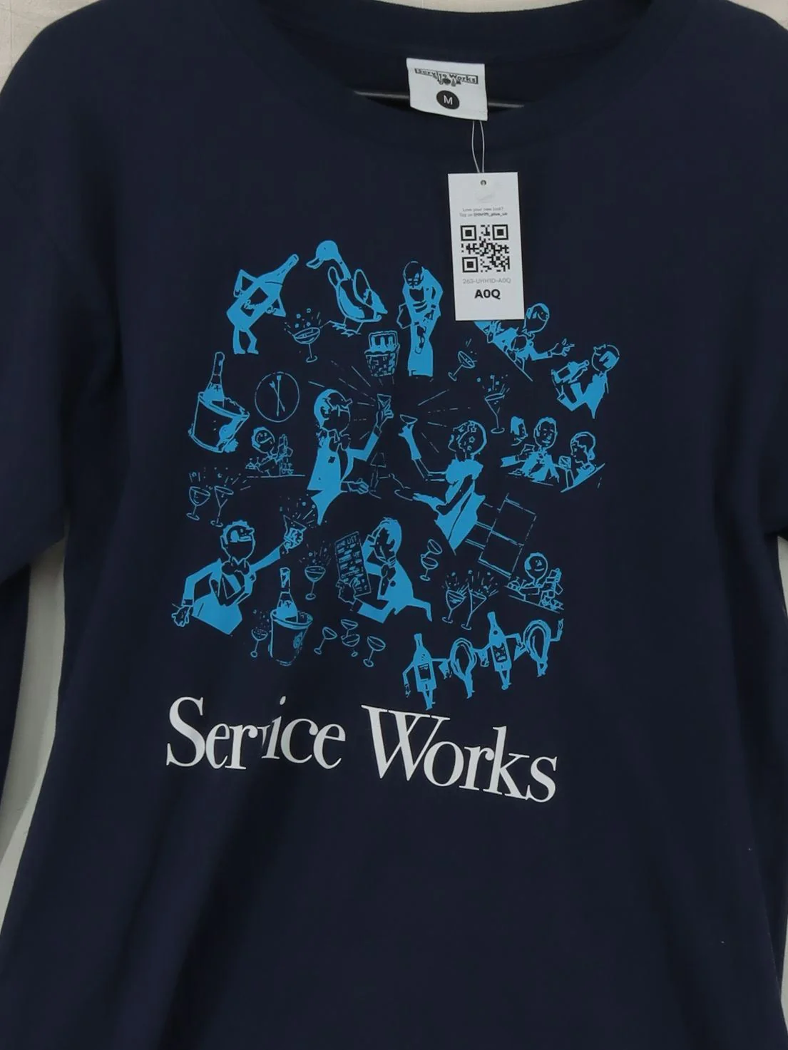 Service Works Men's T-Shirt M Blue Graphic 100% Cotton Basic - Image 3